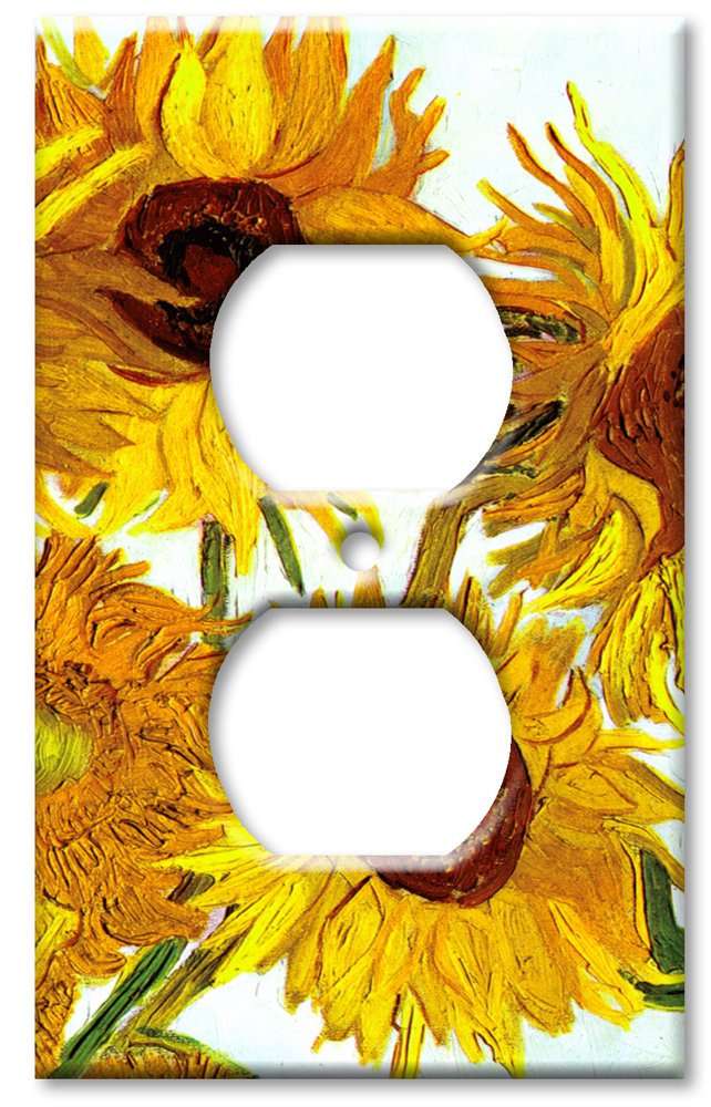Van Gogh Sunflowers Art Switch Plate - Single Gang Outlet Cover - Handcrafted in USA - Perfect for Home Decor, Living Room & Bedroom Wall Art