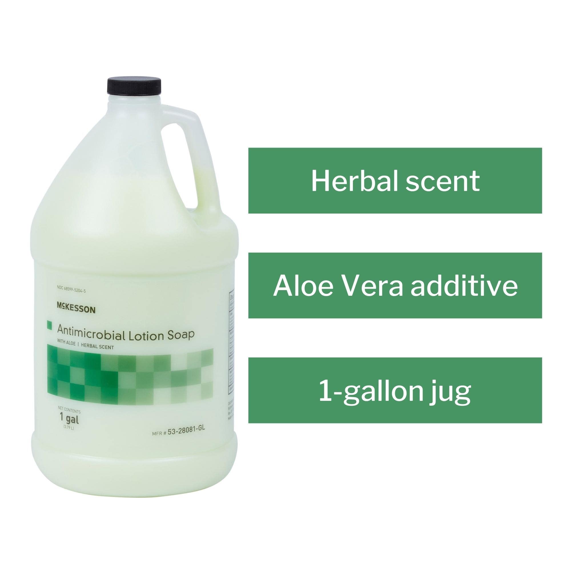 McKesson Antimicrobial Hand Soap with Aloe Vera - 1 Gallon Refill Bottle | Herbal Scent | Moisturizing & Medical-Grade Formula | Ideal for Hospitals, Clinics & Home Use | Keeps Hands Clean & Soft