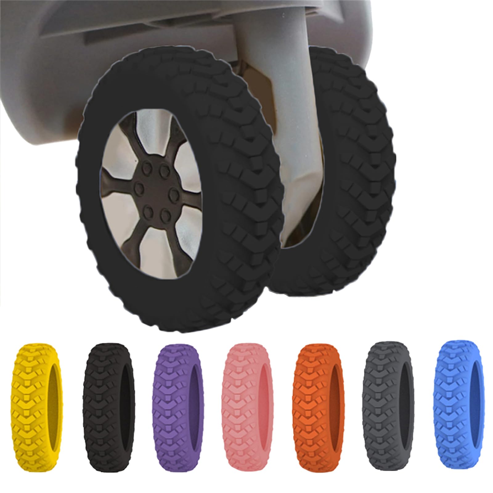 Premium 8Pcs Luggage Wheel Protectors - Shockproof & Silent Travel Luggage Covers for Carry-On Bags (Black) - Perfect for Airplane, Train & Bus Travel Accessories