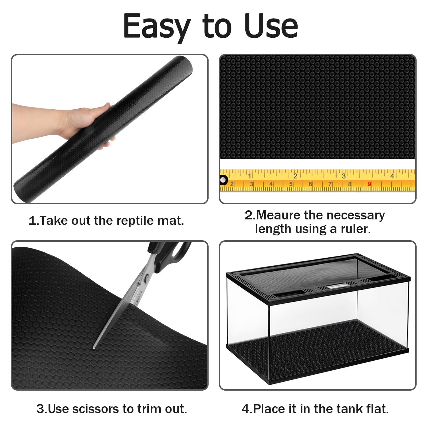 Premium Reptile Tank Accessories Set - Leopard Gecko & Bearded Dragon Terrarium Decor with Soft Pet Cushions & Black Carpet Substrate for Lizards, Iguanas, Snakes, Tortoises - Ideal for Reptile Habitat Setup & Tank Enrichment