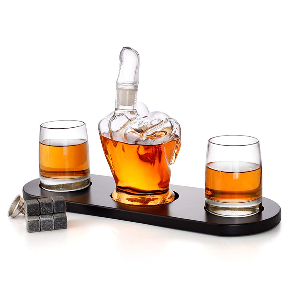 Handmade Middle Finger Decanter - Creative Whiskey & Wine Bottle for Birthday & Christmas Gifts - Perfect for Home Bars, Parties & Unique Gift Giving