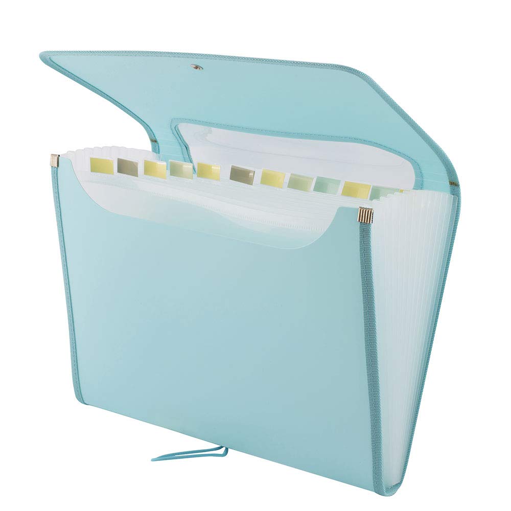 5590 Expandable A4 Document Folders with 12 Compartments - Peppermint Color for Office Organization, School Supplies, and File Storage
