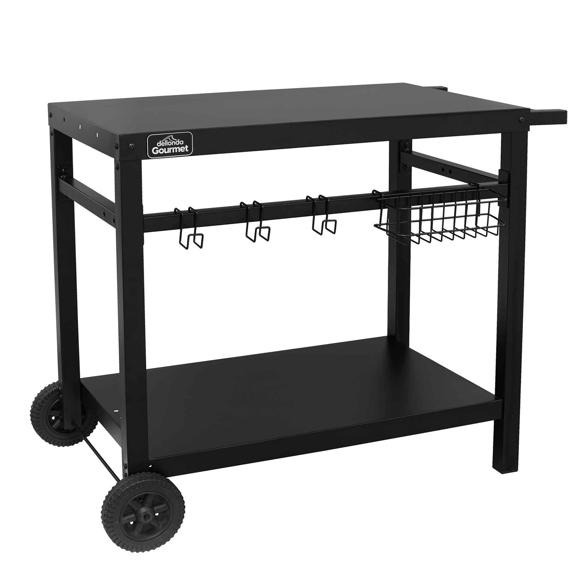 Premium Stainless Steel BBQ Grill Cart with Utensil Hooks & Side Shelves - Portable Outdoor Cooking Station for Backyard, Camping & Tailgating Parties