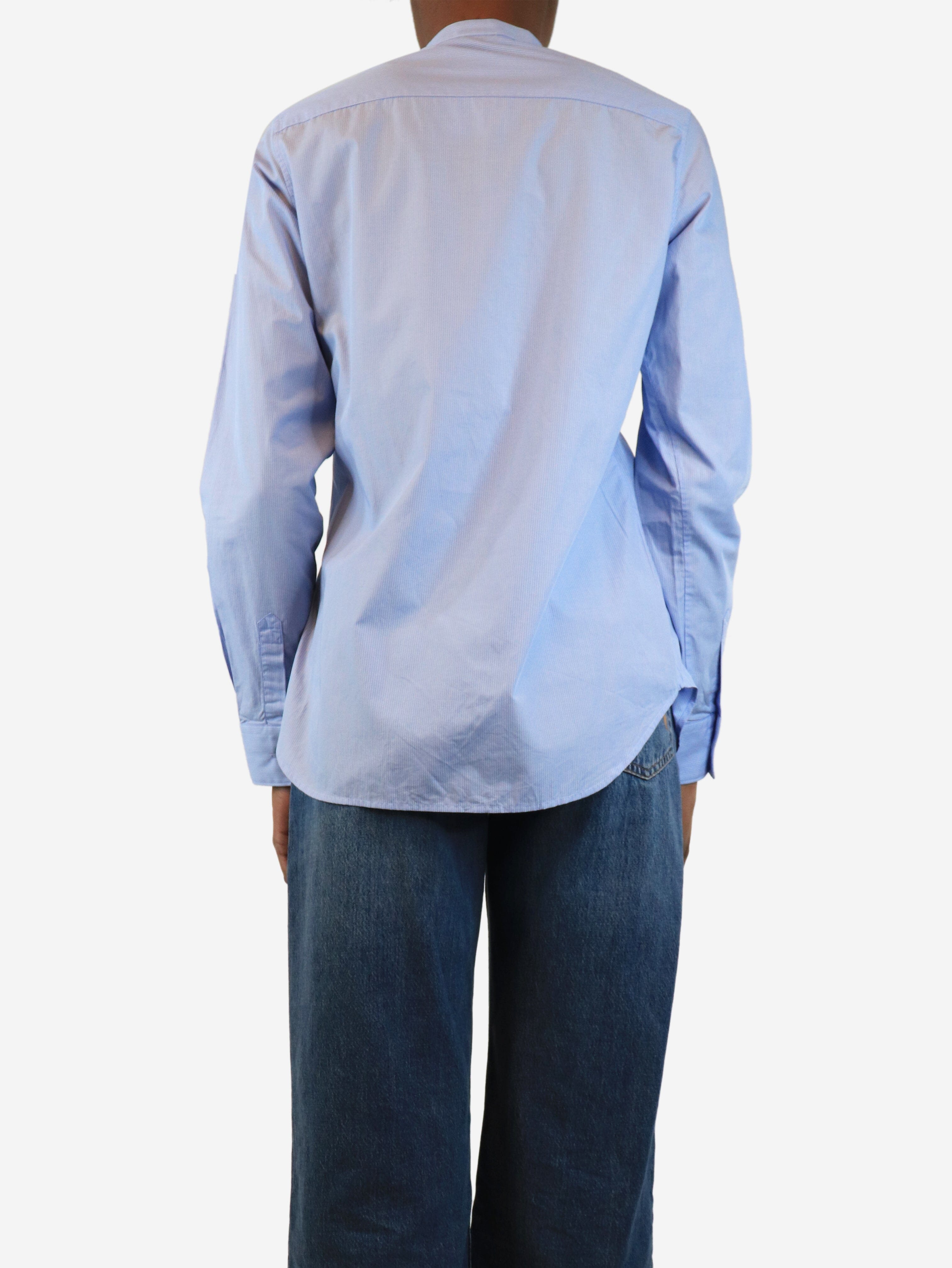 Stylish Blue Pinstripe Shirt for Women - UK Size 8 | Perfect for Office Wear, Business Meetings & Smart Casual Outfits