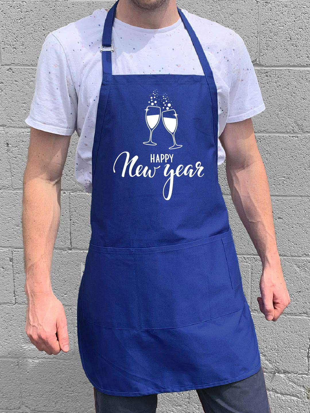 Happy New Year Apron - Adjustable Waist Straps for All Sizes - Perfect for Champagne Toasts, Holiday Parties & Kitchen Celebrations