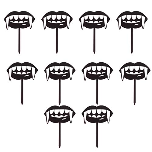 PRETYZOOM 20pcs Vampire Teeth Halloween Cupcake Toppers - Spooky Party Decorations for Halloween, Birthday & Themed Events - Perfect for Cupcakes, Cakes & Dessert Decor
