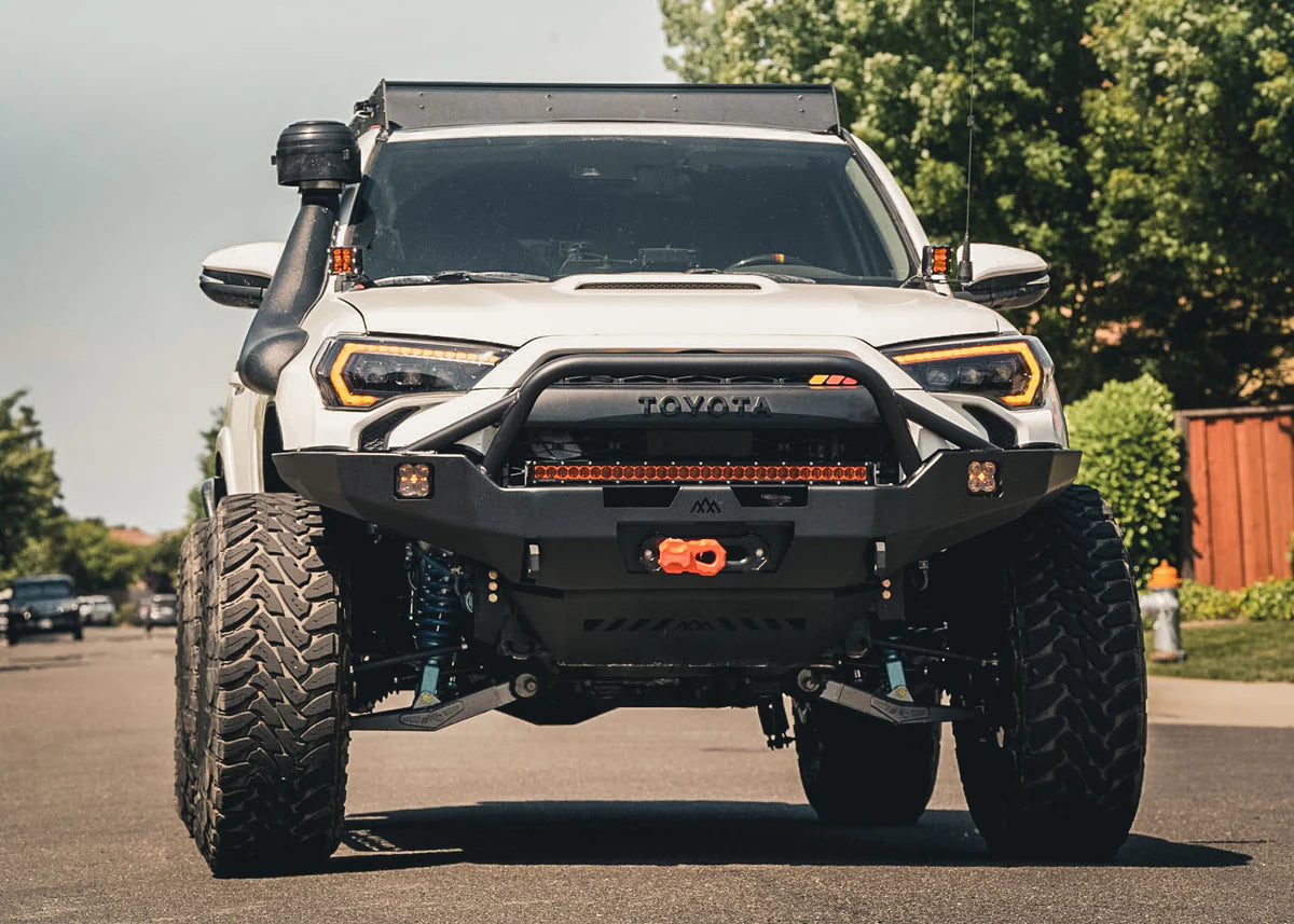 2020-2024 Toyota 4Runner Heavy Duty Bull Bar Front Bumper | Off-Road Adventure PreRunner Mod | Overlanding & Hi-Lite Protection for Trail Driving & Camping