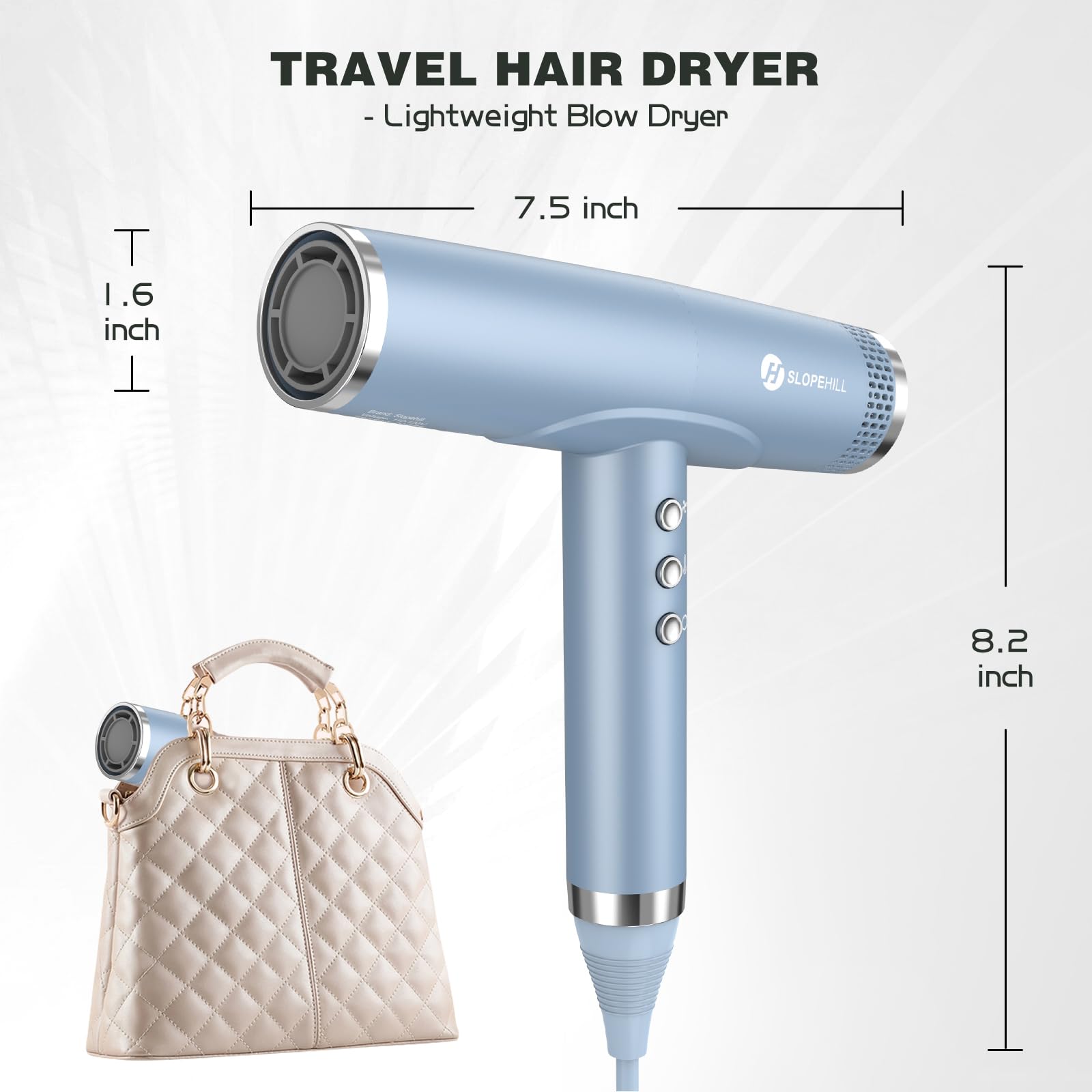 Slopehill 2000W Professional Ionic Hair Dryer with Diffuser - High Speed Blow Dryer for Women & Salon Use - Ceramic Technology for Frizz-Free Shine (Blue) - Perfect for Home Styling & Professional Salon Hair Care