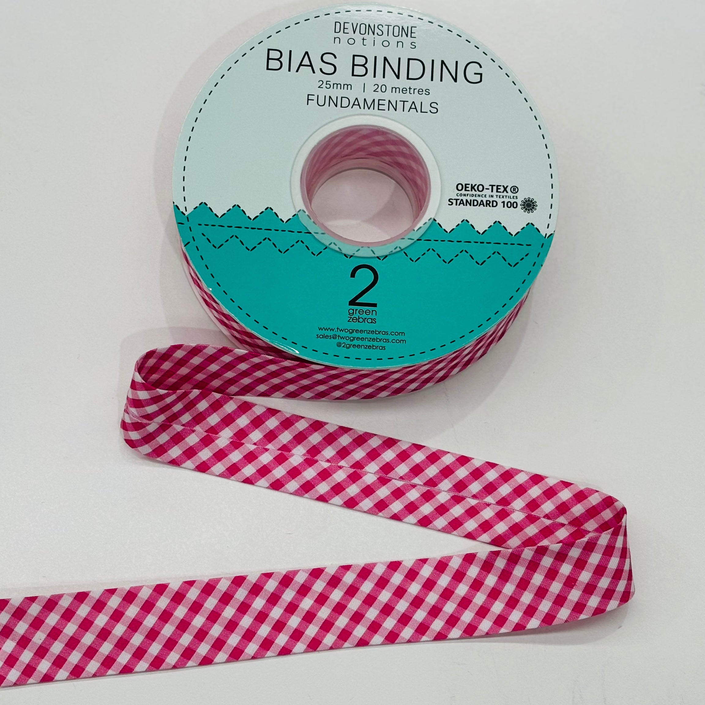 Kylie Check 25mm/1 Inch Double Fold Bias Binding Tape - Perfect for Quilting, Sewing, and DIY Craft Projects