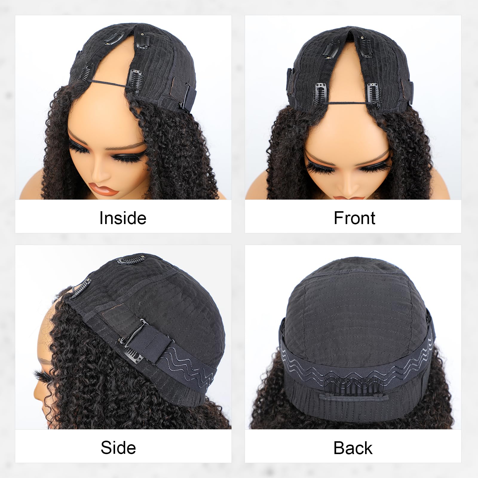 ISEE V Part Human Hair Afro Curly Glueless Clip-In Half Wig for Black Women - 180% Density, 26 Inch, Kinky Curly Thin Part, Natural Color - Perfect for Daily Wear, Special Occasions & Protective Styling