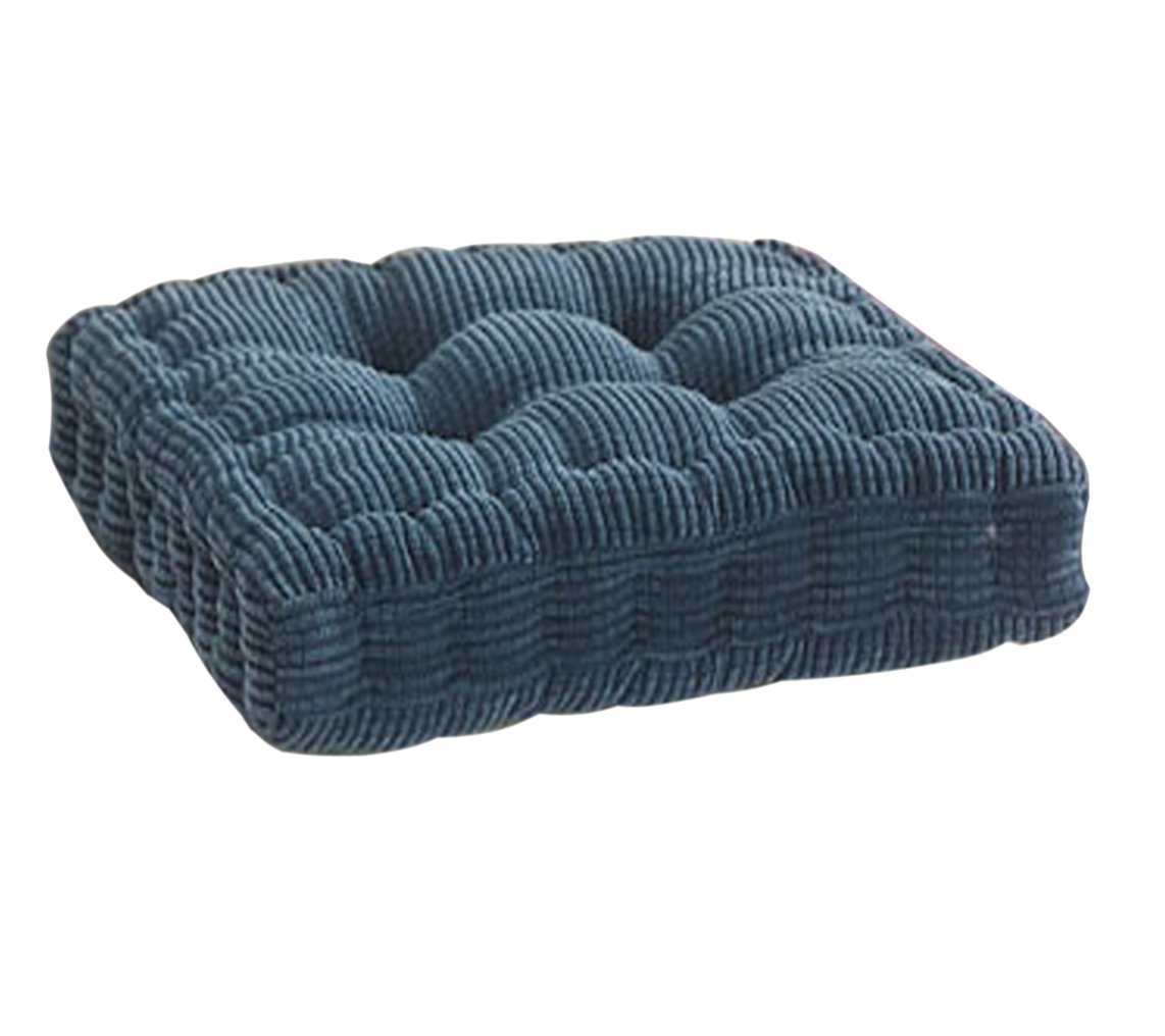 Premium Square Polyester Filled Chair Cushion - Indoor/Outdoor Use for Home, Office & Dining Chairs - 15.7x15.7 Inch Corduroy Cover - Solid Blue Color - Perfect for Patio, Deck, Kitchen & Workspace Comfort