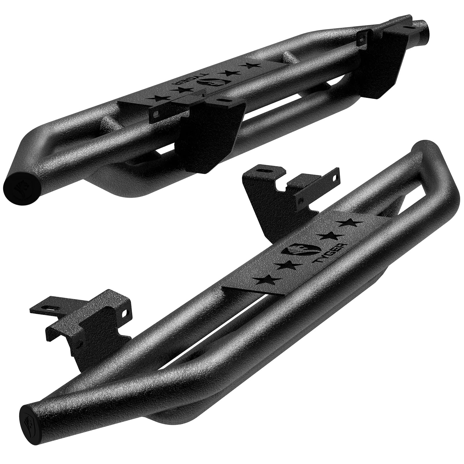 Tyger Auto Star Armor Side Step Rails for 2018-2024 Jeep Wrangler JL 2-Door (Excludes JK) | TG-JA2J2289B | Nerf Bars Running Boards - Off-Road Protection & Easy Entry/Exit
