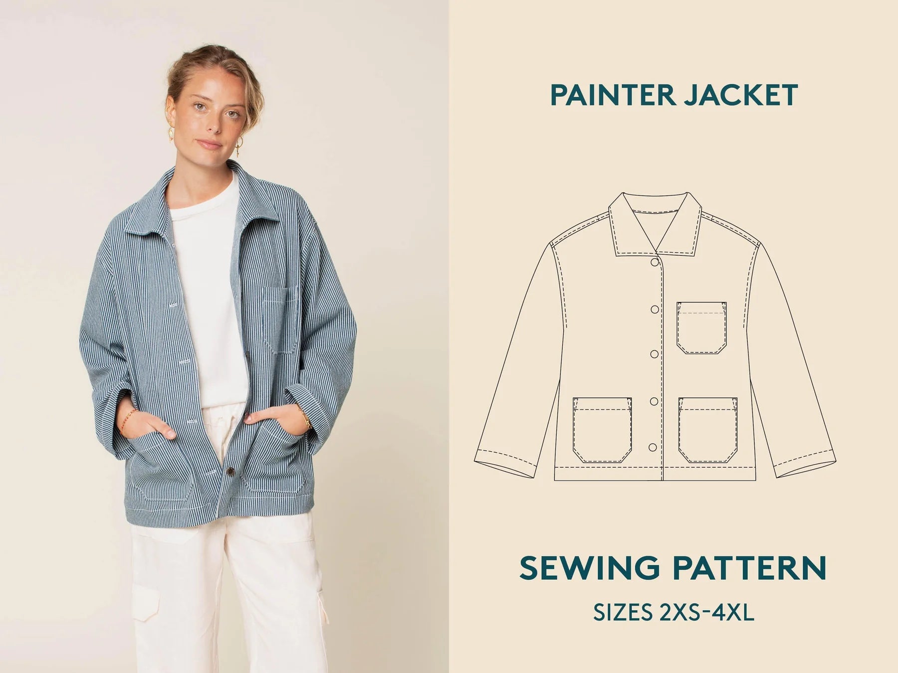 Wardrobe By Me Painter Jacket - Unisex Denim Workwear for Artists & DIY Enthusiasts | Perfect for Painting, Crafting & Outdoor Activities