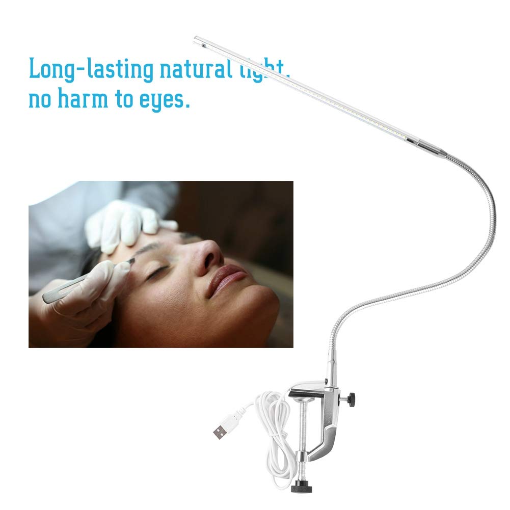 USB LED Desk Lamp with Clamp - Adjustable Brightness for Manicure, Reading, Tattoo, Crafting & Office Work | Dimmable Task Lighting for Home & Salon Use