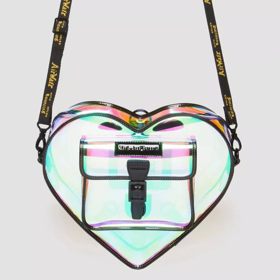 Heart Shaped Iridescent Transparent Backpack for Women - Trendy Clear Glitter Shoulder Bag for Concerts, Raves & Festivals - Fashionable See-Through Purse for Parties, Travel & Everyday Use