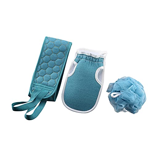 Premium Exfoliating Loofah Sponge Set - Thickened Bath Scrubber with Back Towel, Bath Ball & Exfoliating Gloves for Smooth Skin | Ideal for Shower, Spa & Body Care Routine