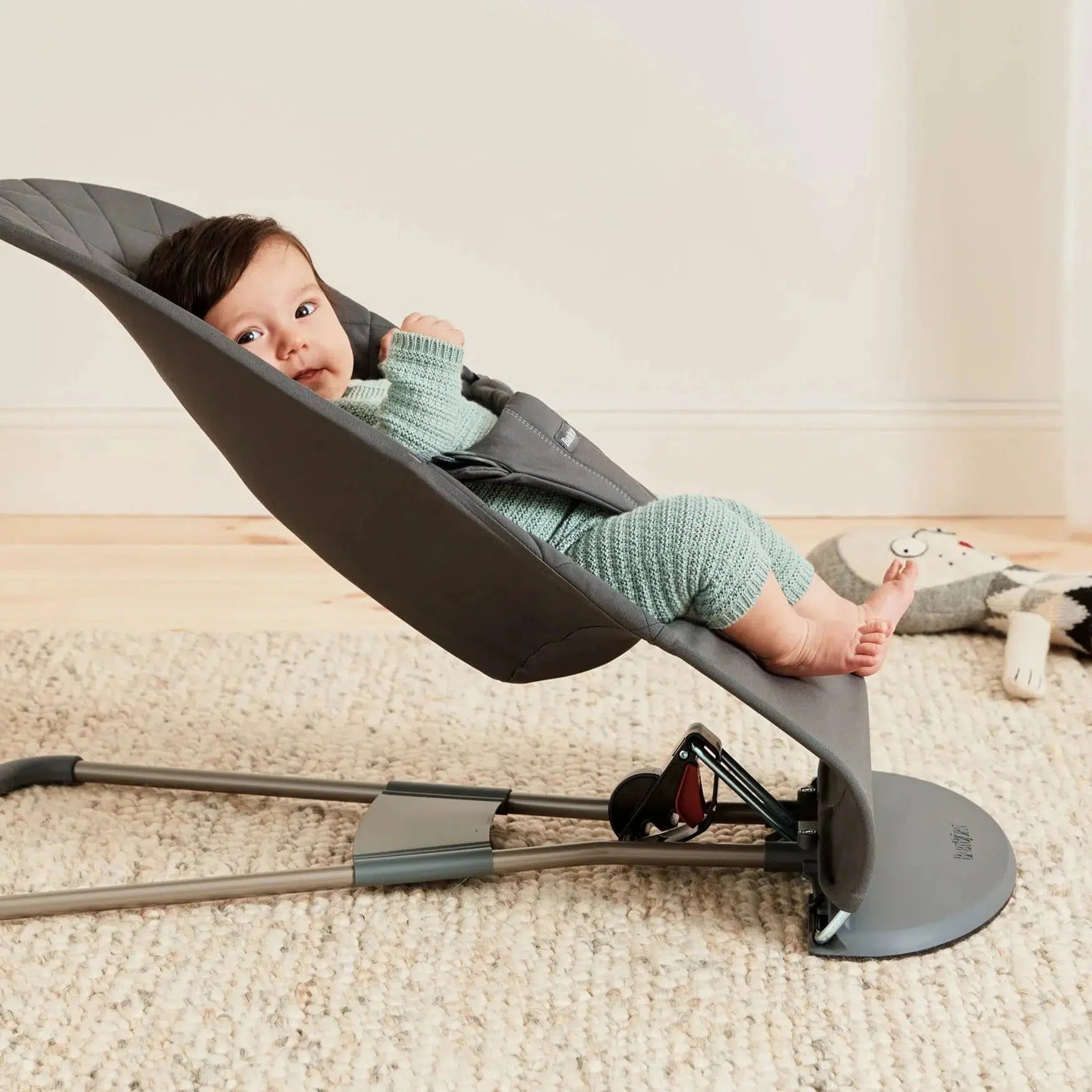 Baby Bjorn Bouncer Bliss Woven Classic Quilt Anthracite - Premium Baby Rocker for Newborns & Infants - Perfect for Nursery, Playtime & Soothing Fussy Babies