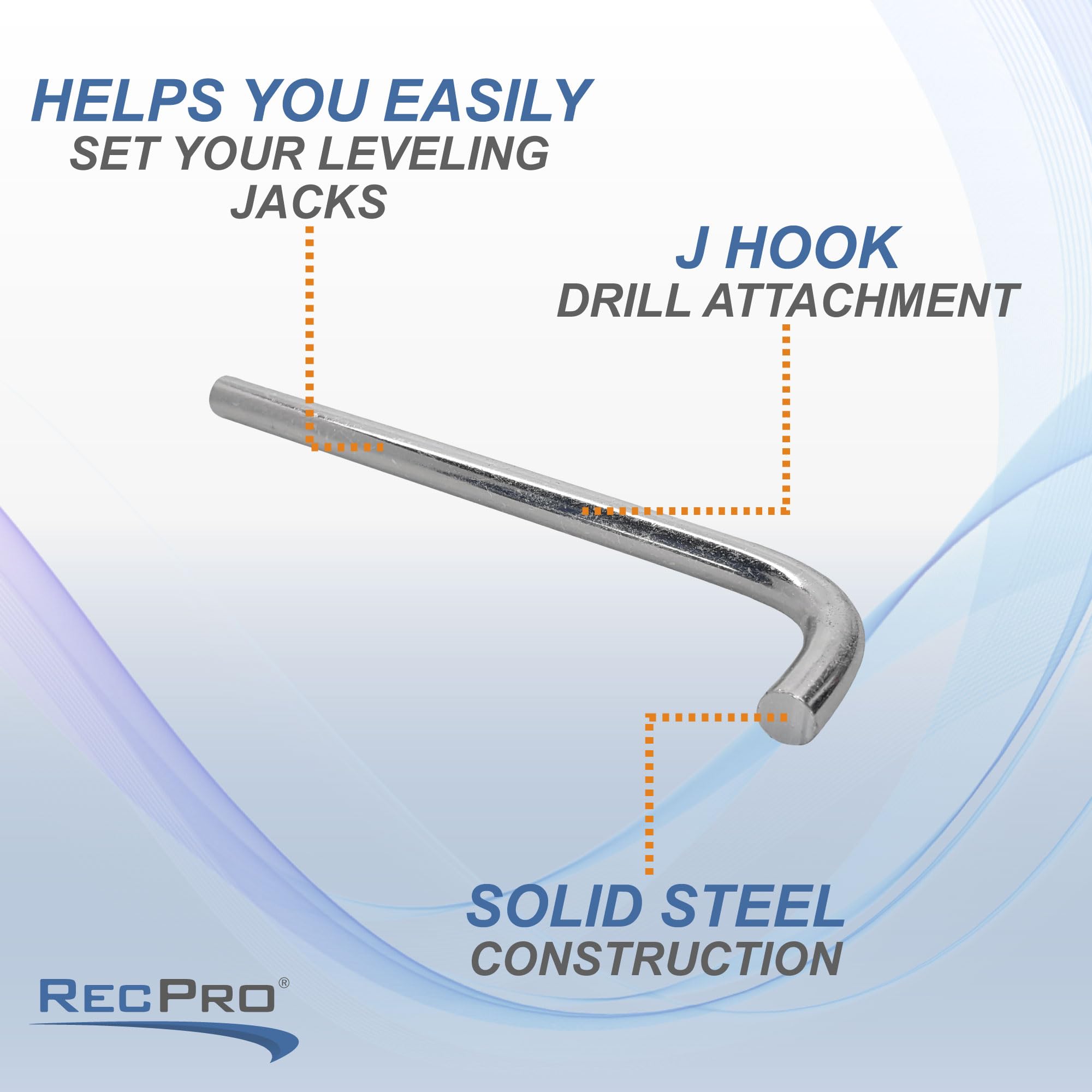 RecPro J Hook Cordless Drill Attachment for Scissor Jacks 955001 - Heavy Duty Power Tool Accessory for RV, Trailer & Camper Leveling - Perfect for Roadside Repairs & Emergency Adjustments