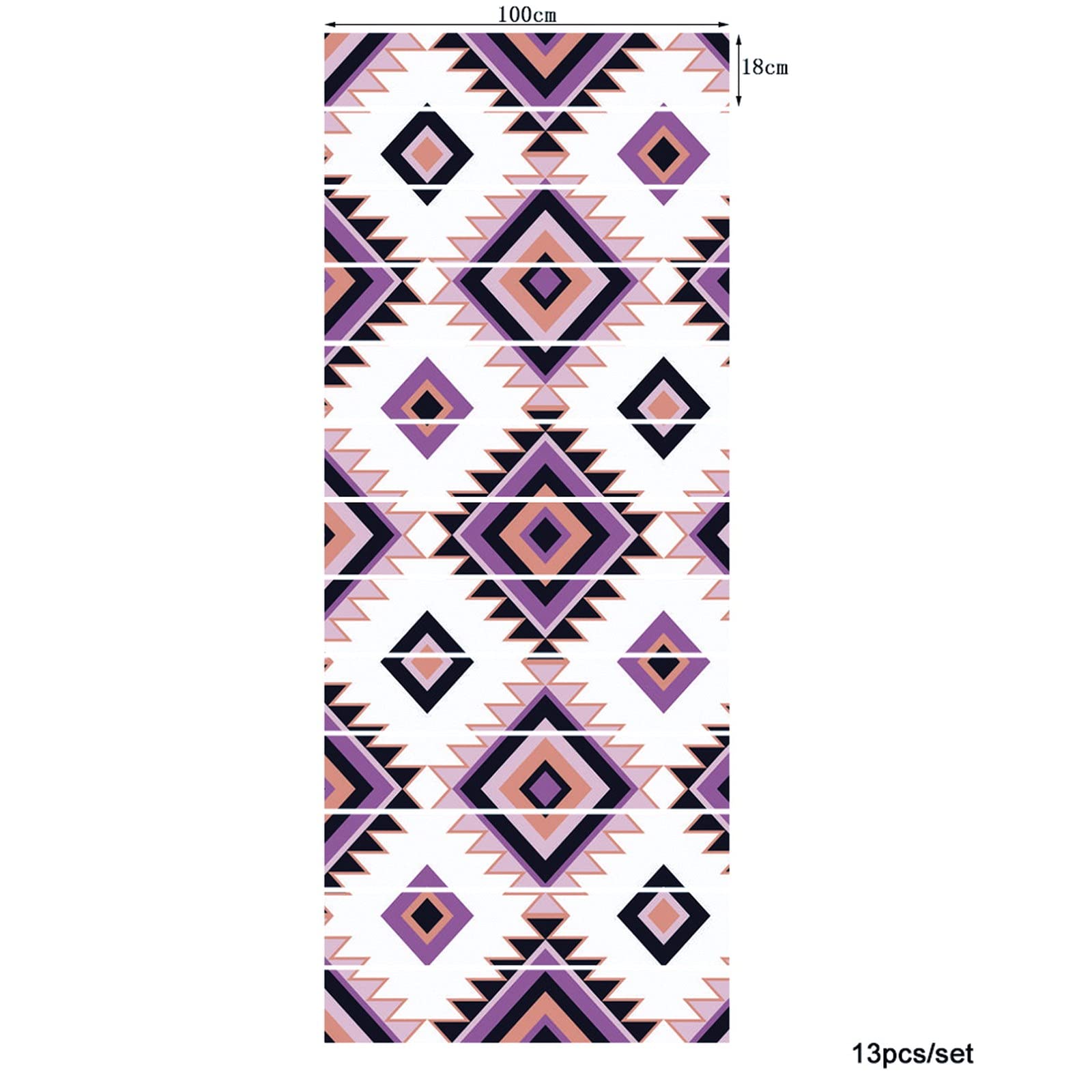 3D Self-Adhesive Removable Stair Stickers - Ethnic Tribal Boho Geometric Pattern Vinyl Decals for Stairs, Kitchen Tiles & Walls - 13 Piece Set - Perfect for Home Decor, DIY Projects & Rental Apartment Upgrades