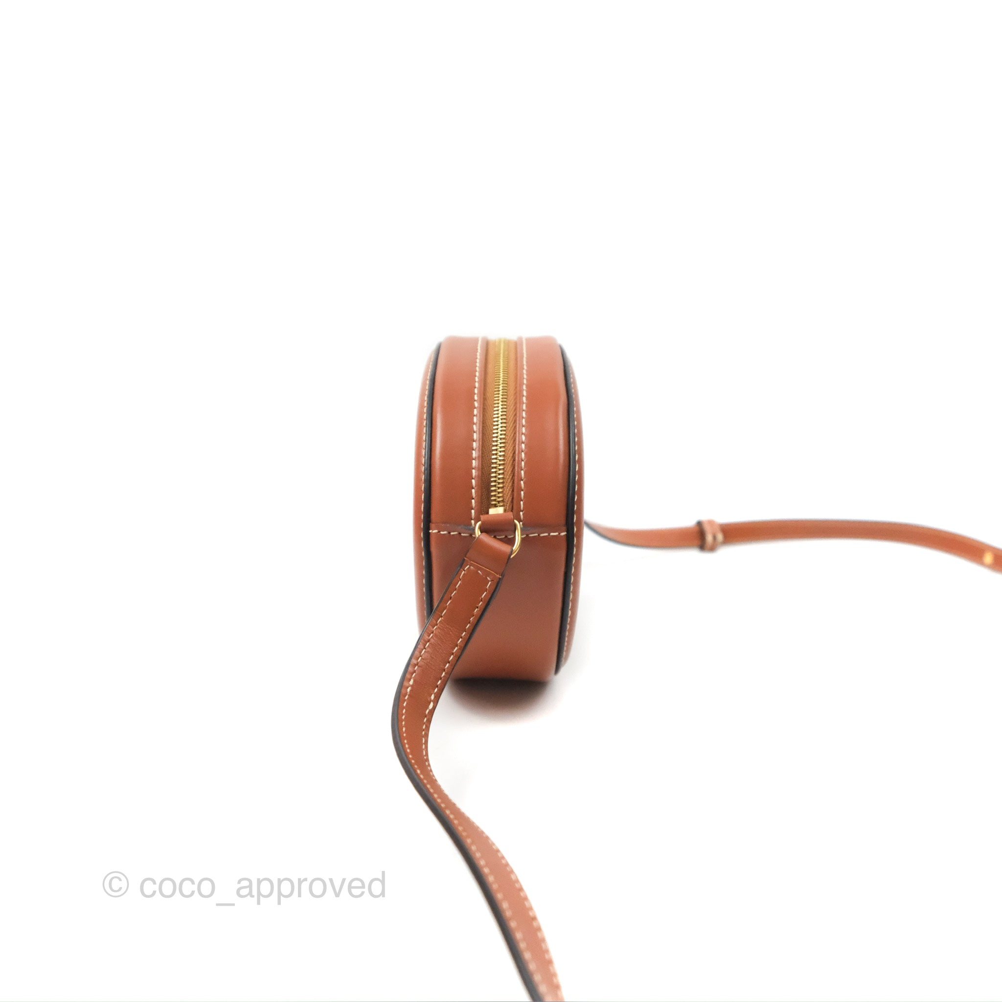 Celine Triomphe Oval Bag in Tan Calfskin Leather - Luxury Crossbody Handbag for Women, Perfect for Work, Date Night & Travel