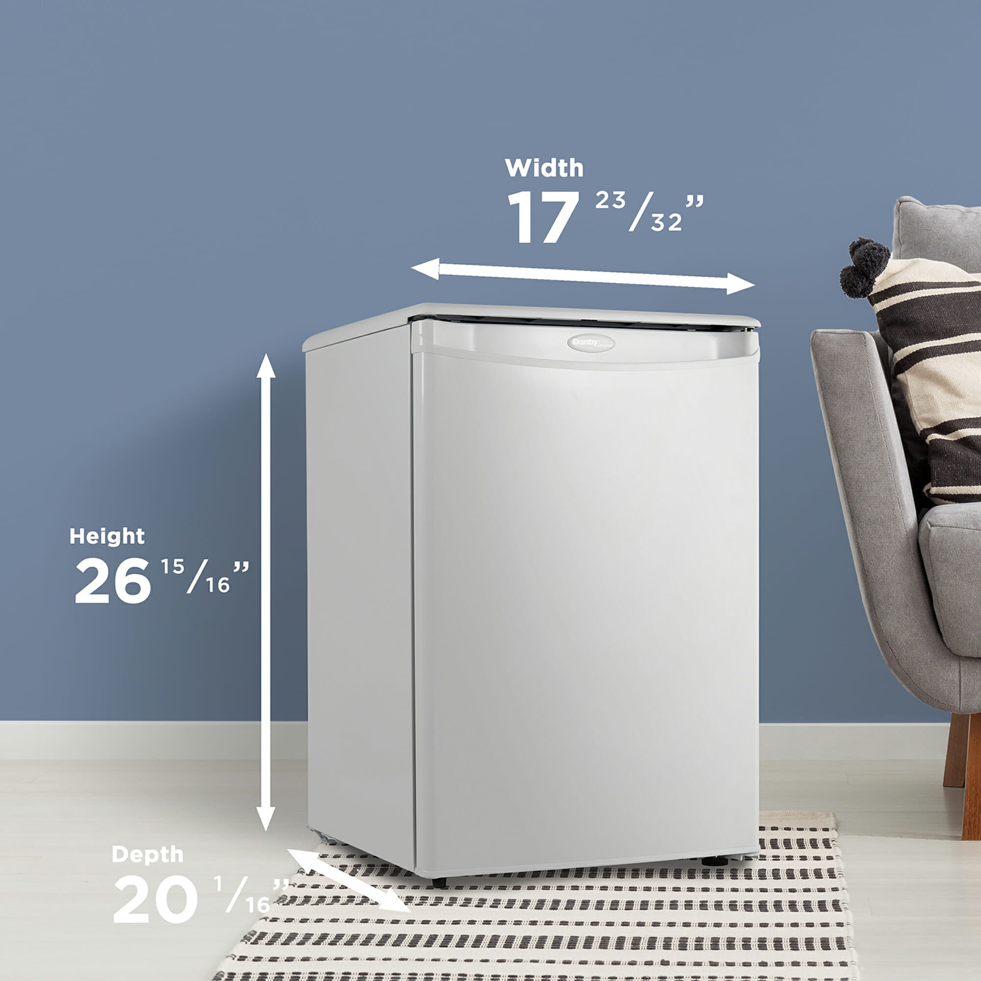 Danby DAR026A1WDD 2.6 cu ft Compact Refrigerator - Energy Efficient Mini Fridge for Dorm, Office, Bedroom, or Kitchen - White