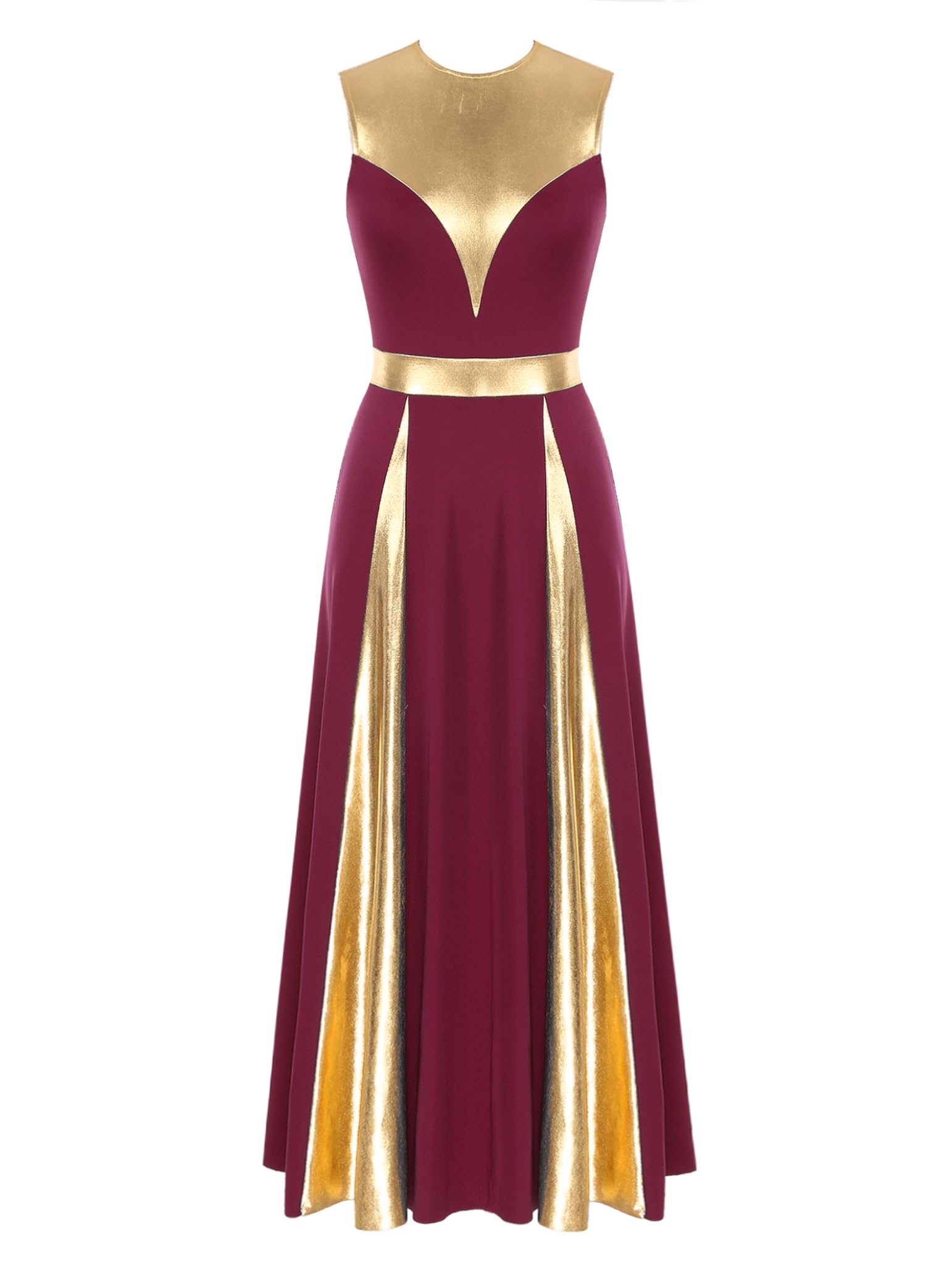 Women's Sleeveless Metallic Praise Dance Dress - Lyrical Worship Costume, Liturgical Robe Tunic for Church Performances & Spiritual Gatherings