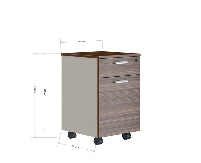 ANDERS 40cm Mobile Drawer Cabinet - Hazelnut & Beige Storage Organizer for Bedroom, Office, or Dorm | Rolling Dresser with Wheels for Easy Mobility