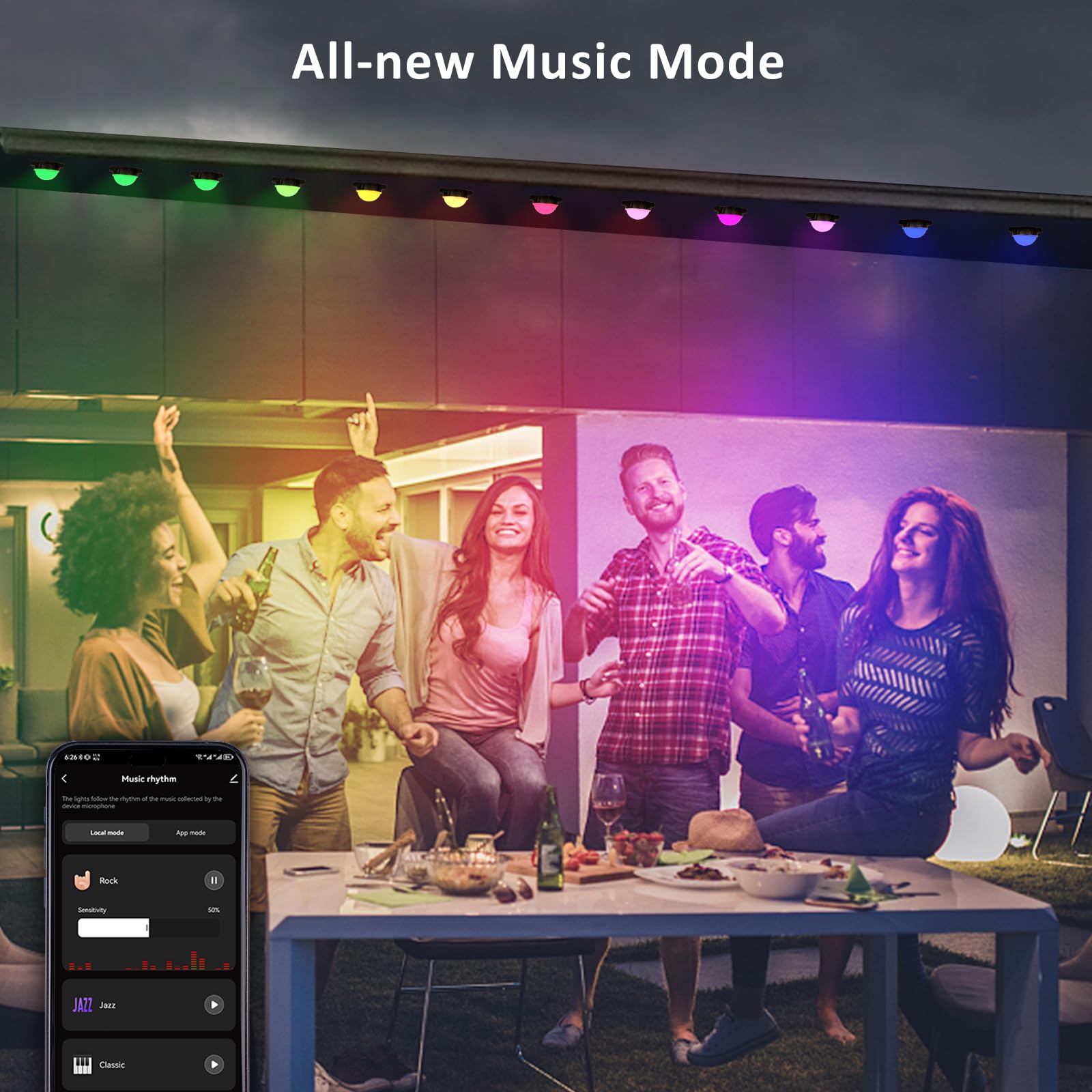 NOvOSTELLA Smart RGB IC Permanent Outdoor Lights - 50ft 40 LED IP65 Waterproof WiFi App & Voice Control for Holidays, Christmas, Home Decor, Garden, Patio, and Daily Landscape Lighting