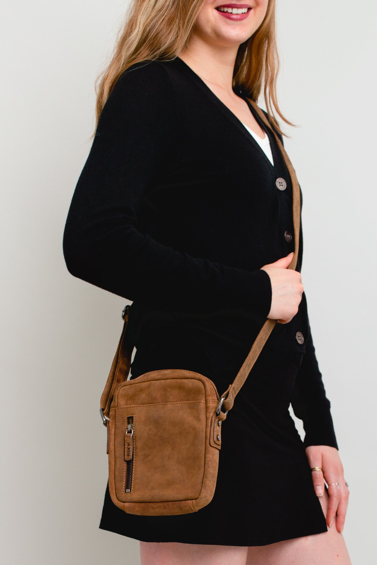 Premium Buffalo Leather Unisex Shoulder Bag - Adrian Klis 2928 Small Crossbody Bag for Men & Women | Perfect for Work, Travel & Everyday Use