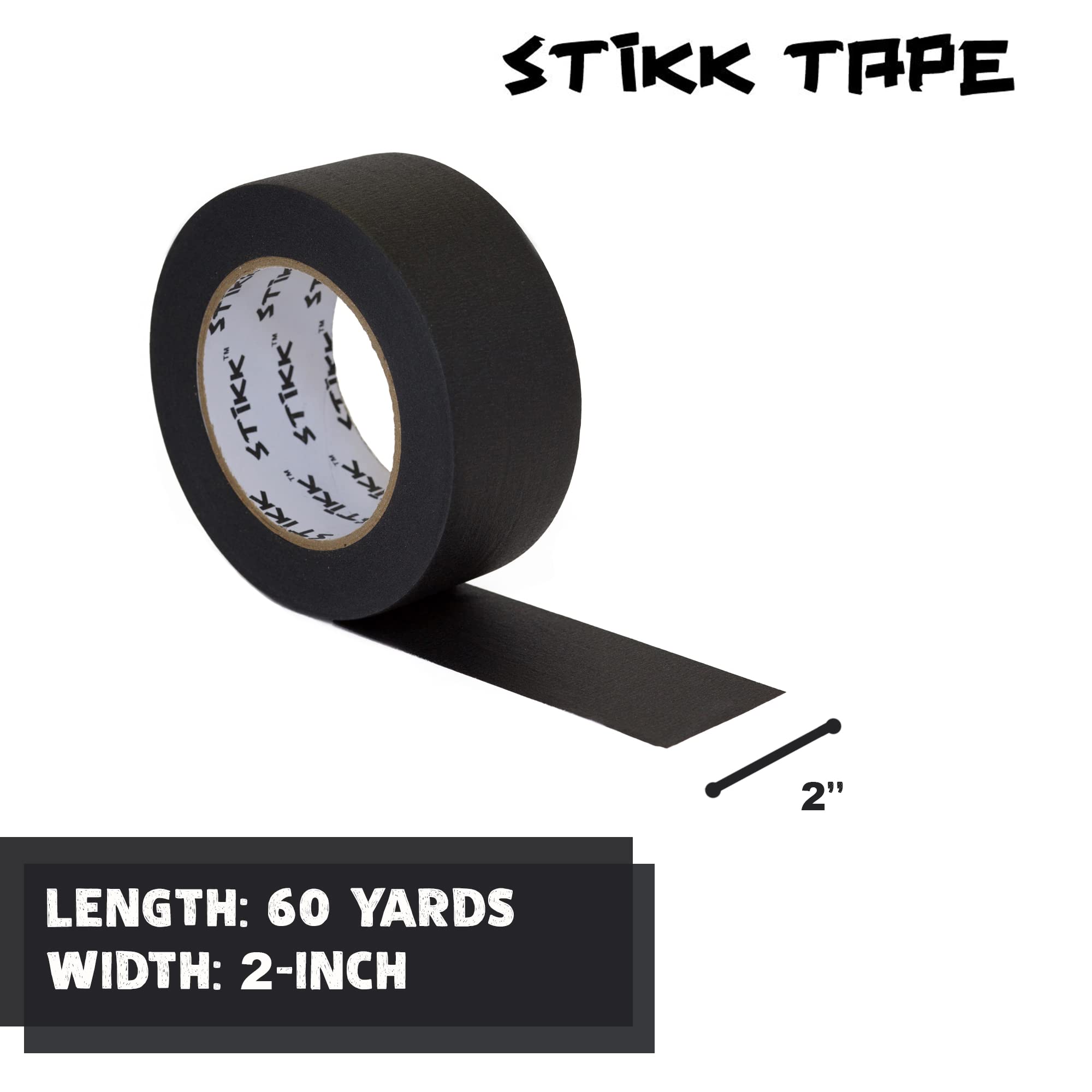 STIKK Premium Black Painter's Tape - 2 Inch x 60 Yards - Residue-Free Masking Tape for Painting Walls, Edges, Trim & Ceilings - Perfect for DIY Home Projects, Crafts & Professional Painting Jobs