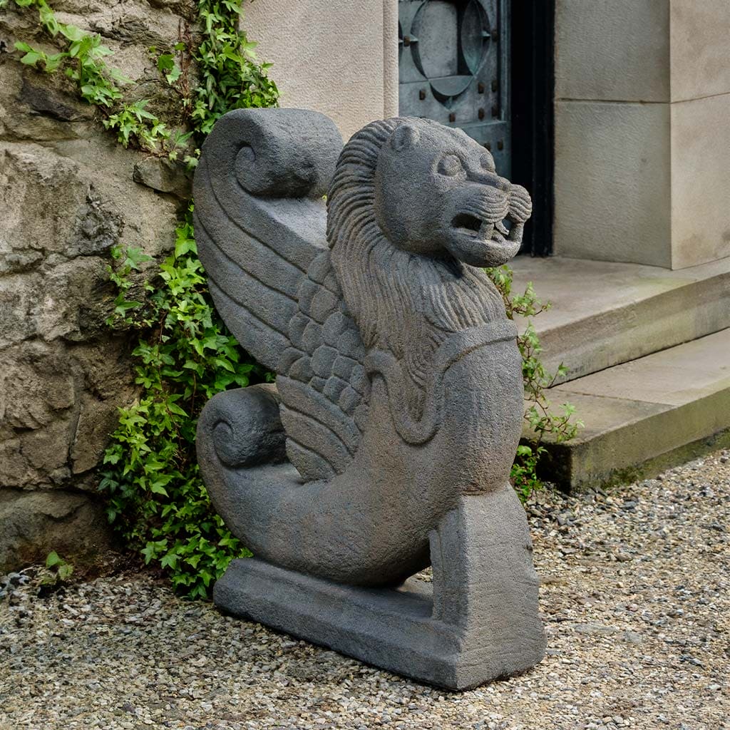 Antique Winged Lion Garden Statue - Classic Roman Decor for Outdoor & Indoor - Perfect for Patio, Garden, and Home Décor