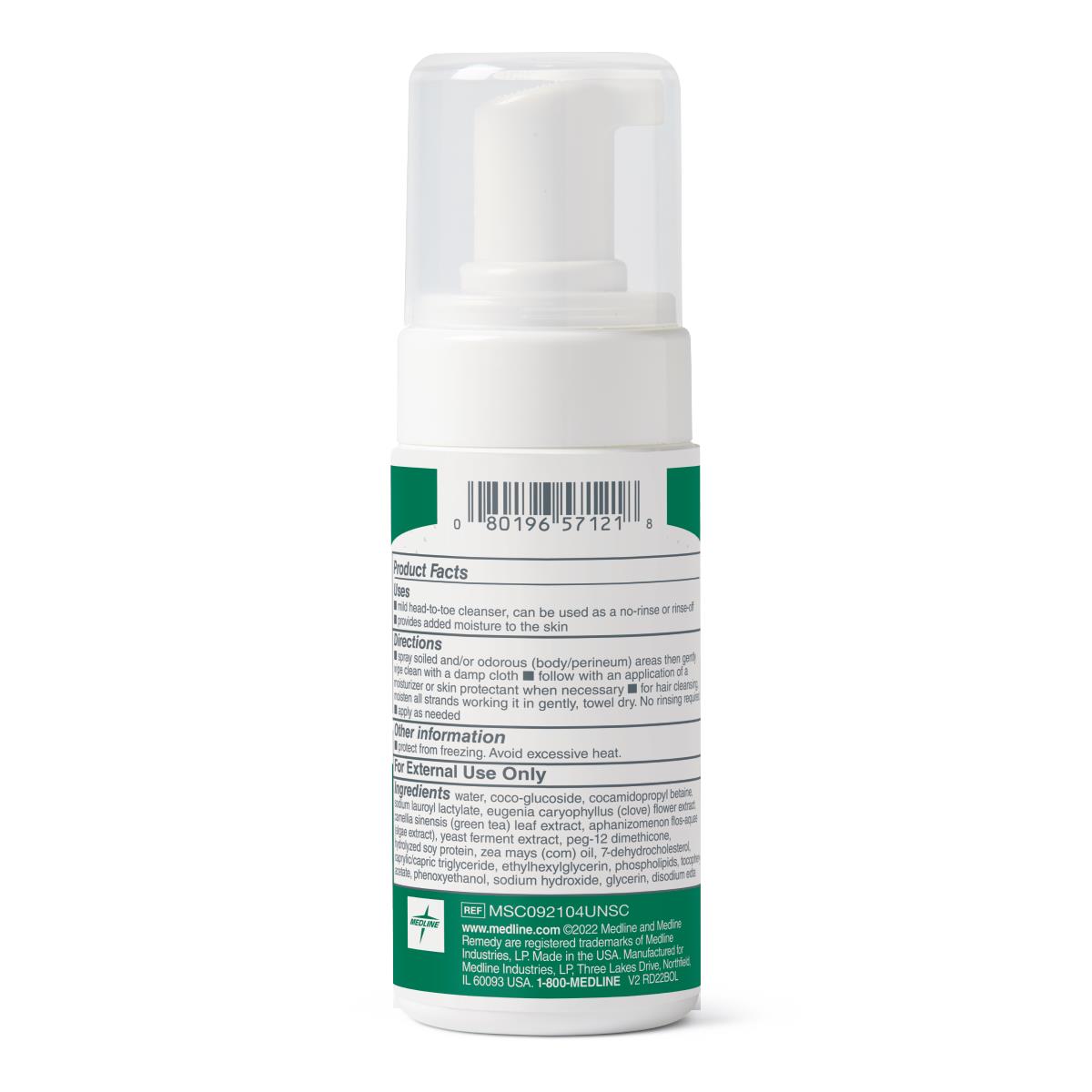 Medline Remedy Clinical No Rinse Foam Cleanser - Gentle Skin Cleansing Foam for Sensitive Skin | Ideal for Bed Baths, Wound Care & Hygiene Maintenance
