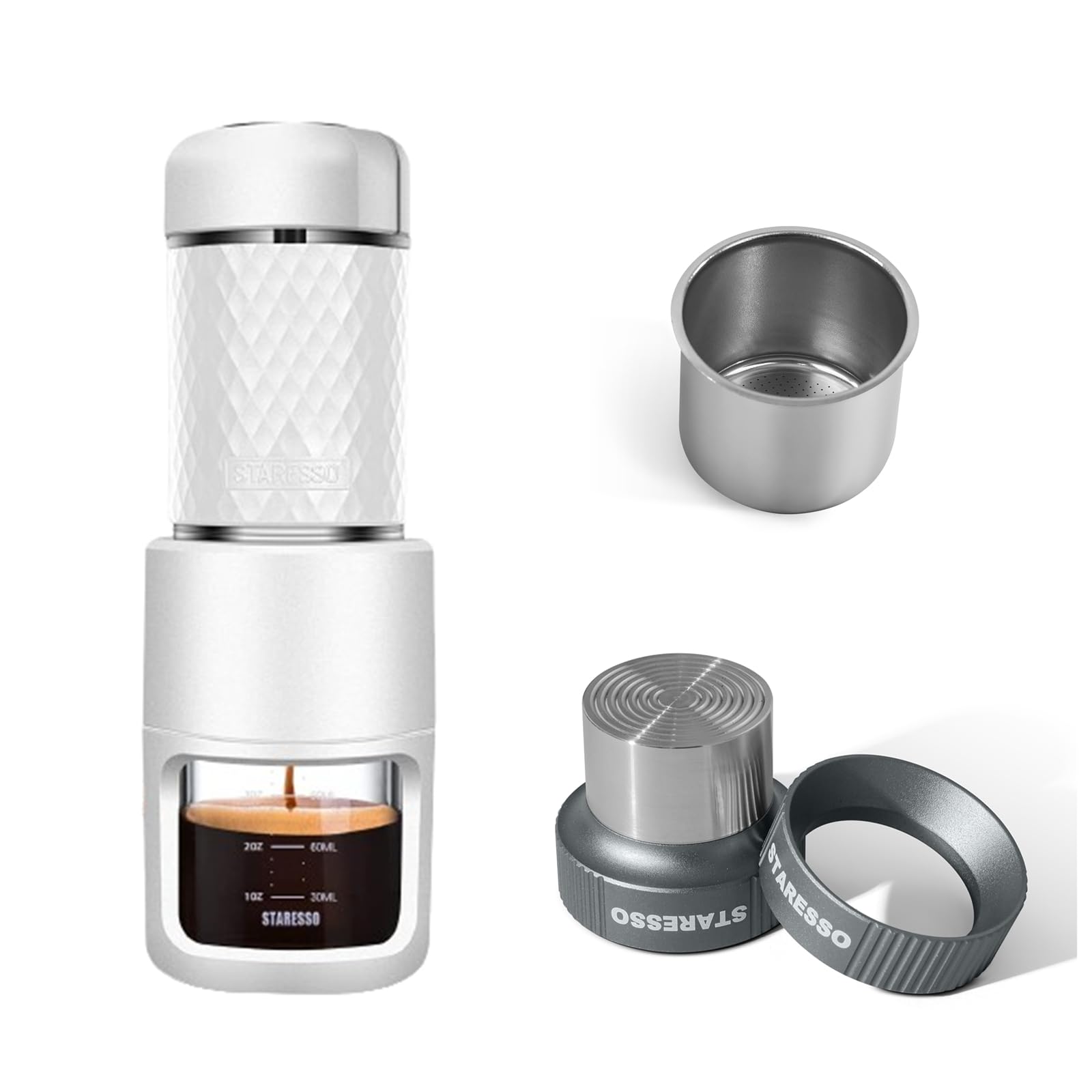 STARESSO Classic Portable Espresso Maker Kit - 37mm Bottomless Portafilter, Dosing Funnel & Tamper for Travel, Camping & Home Barista Use | Perfect for Coffee Lovers On-The-Go
