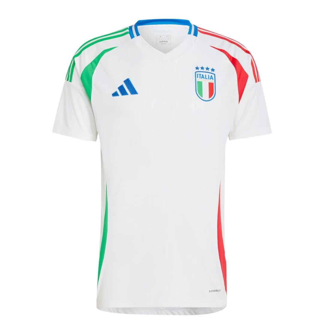 Adidas Italy Men's Stadium Away Jersey 2024 - Official Soccer Jersey, US Size Medium, Alpha Fit, Regular Cut, White - Perfect for Matchdays, Training & Fan Support