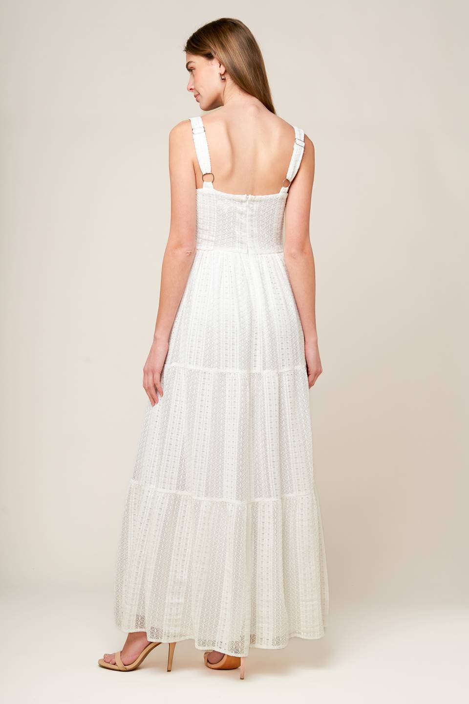 Elegant White Lace Maxi Dress for Women | AFTER THE RAIN | Perfect for Weddings, Parties & Summer Vacations