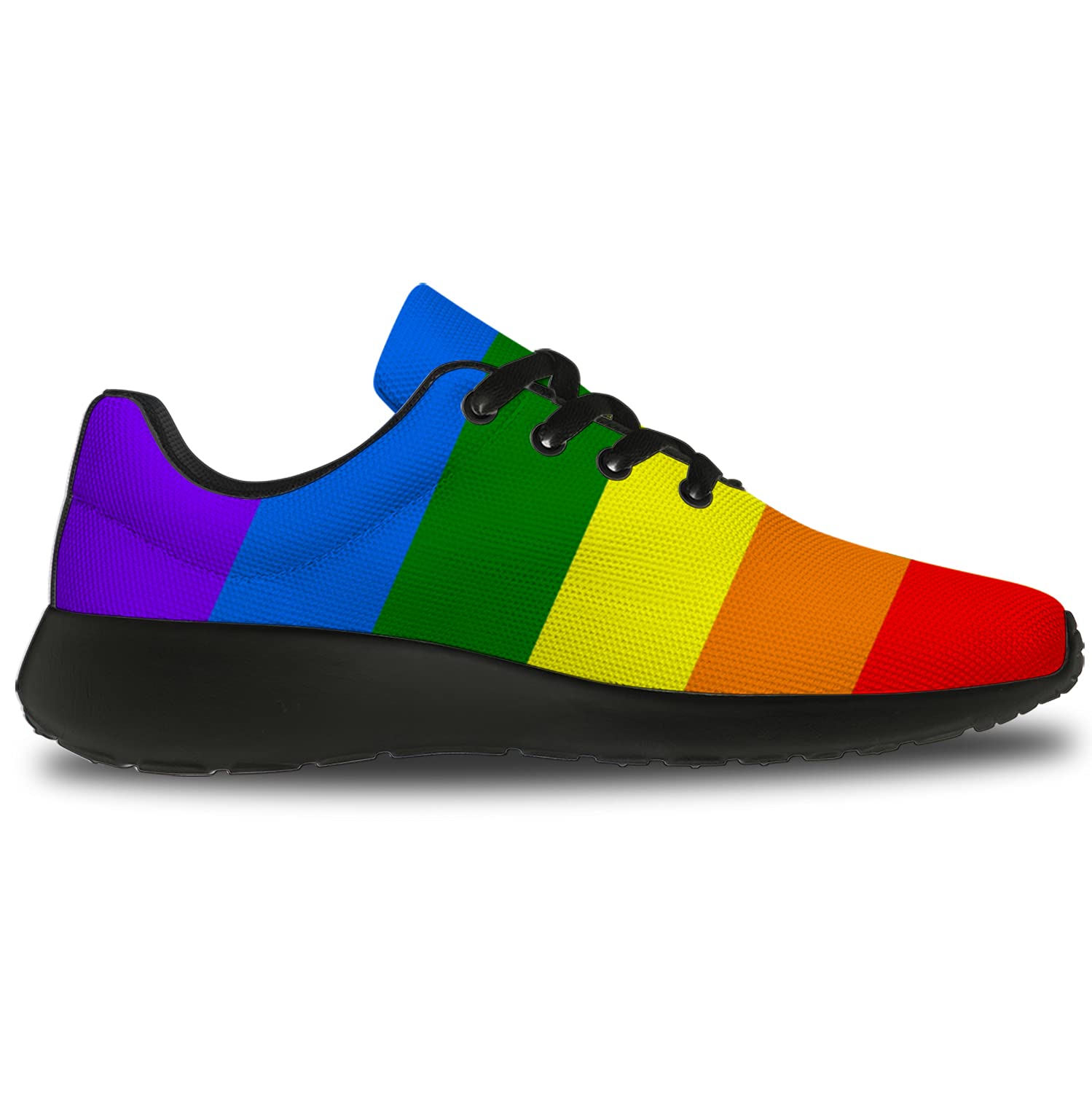 **LGBTQ Pride Running Shoes for Women & Men - Comfortable Walking & Tennis Sneakers with Rainbow Flag Design - Size 8.5 Men/10 Women - Black - Perfect for Pride Parades, Gym Workouts & Casual Wear**