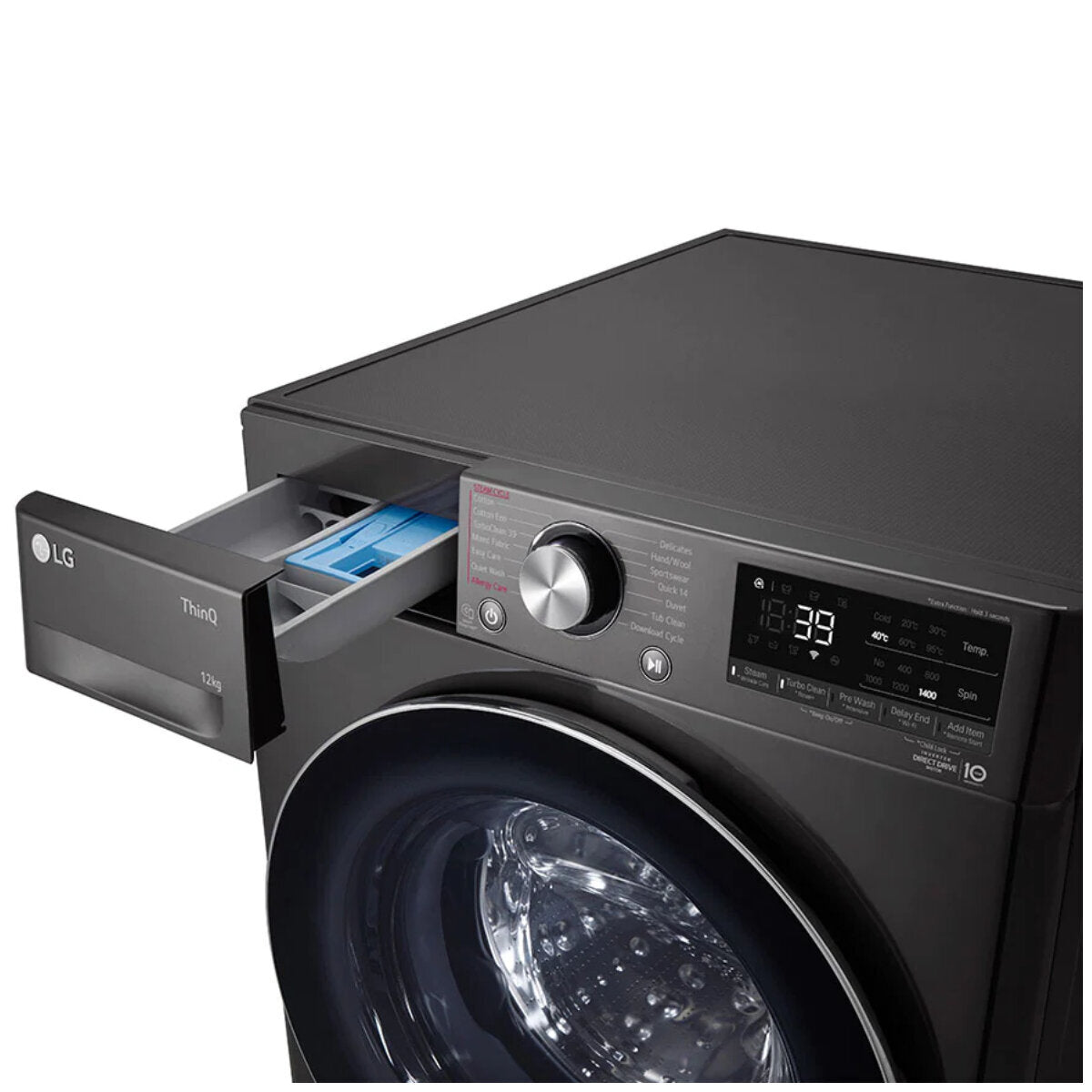 LG Series 9 12kg Front Load Washing Machine - Energy Efficient, Quiet Operation, Black (WV9 1412B) - Perfect for Large Families & Smart Home Laundry Rooms