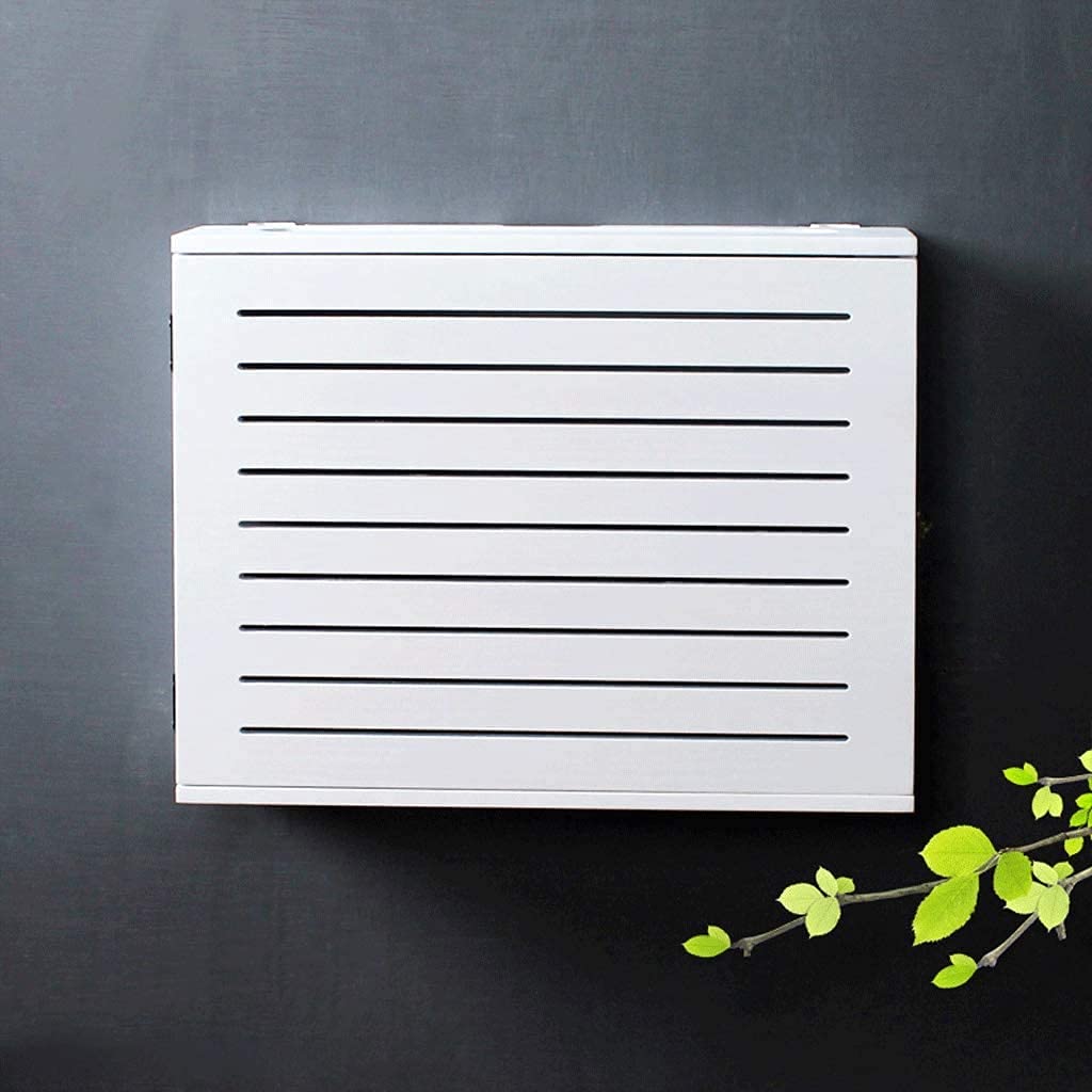 White Solid Wood WiFi Router Storage Box - Wall-Mounted Cable Organizer for Living Room, Set-Top Box Cover with Floating Shelf - Perfect for Home Office & Entertainment Center Organization