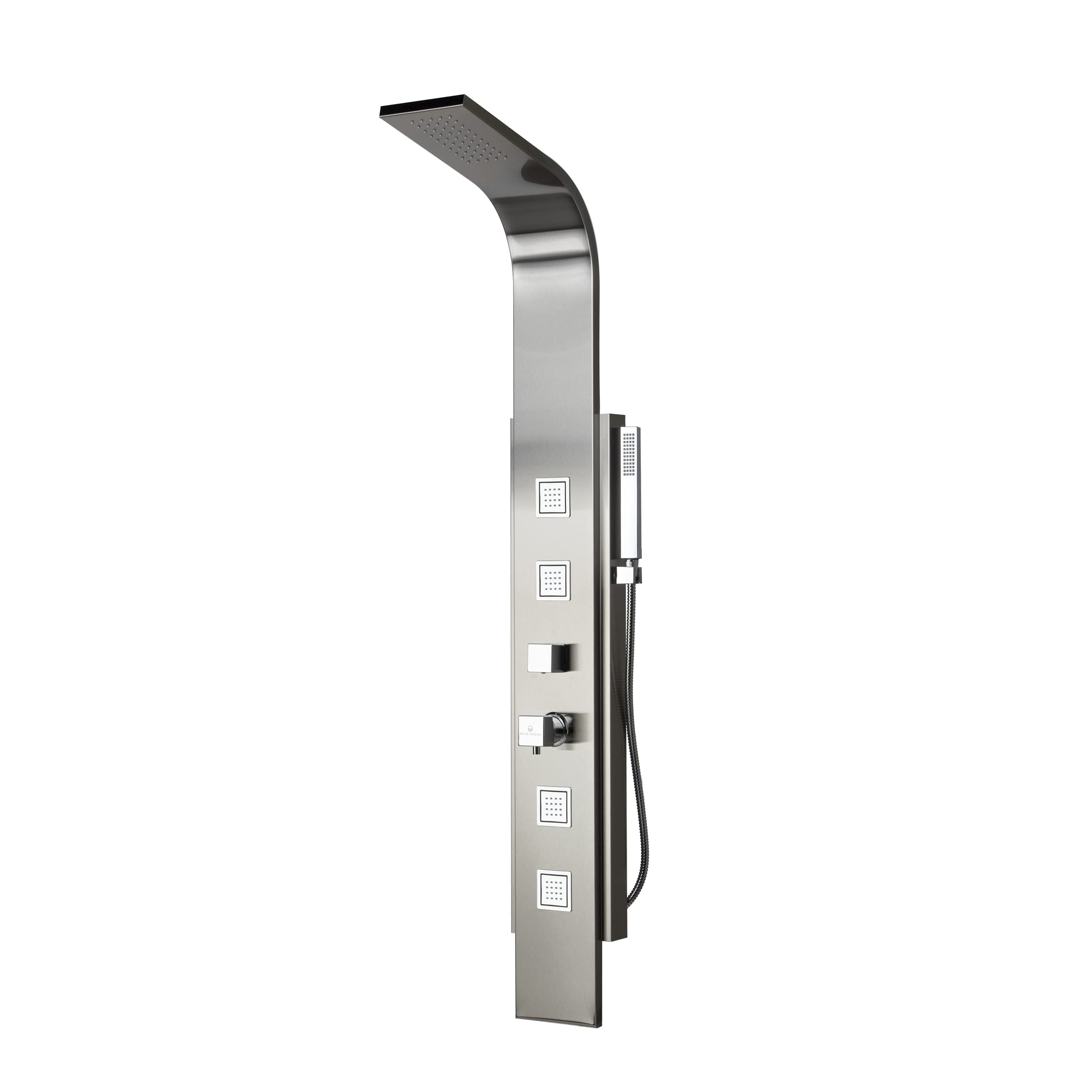 Blue Ocean 59 Inch Stainless Steel SPS8897 Shower Panel System with Rainfall Shower Head, Body Jets, and Handheld Shower Spray - Perfect for Luxury Bathroom Renovation & Spa-Like Shower Experience