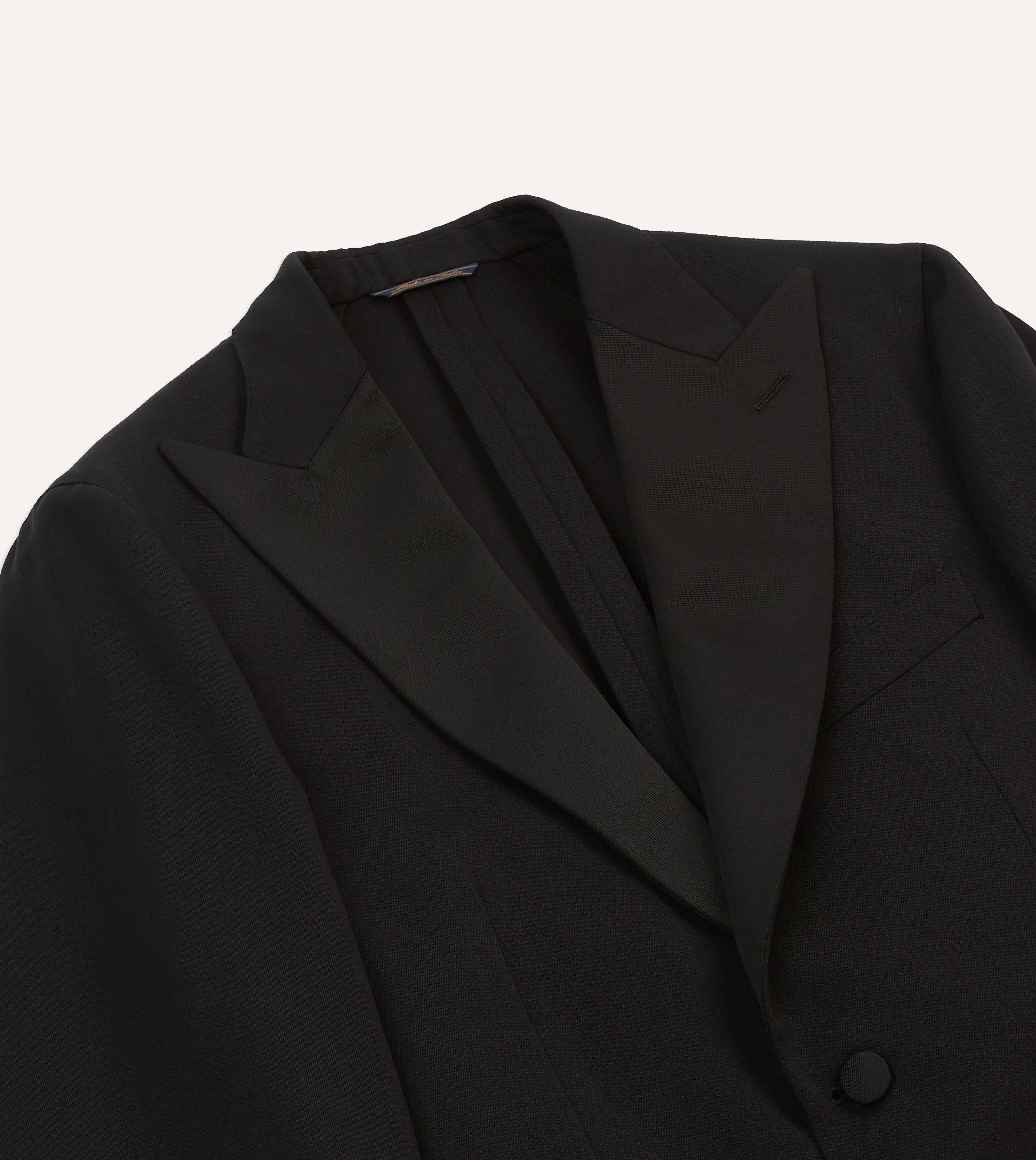 Elegant Black Barathea Wool Dinner Jacket for Men - Perfect for Weddings, Galas & Formal Events