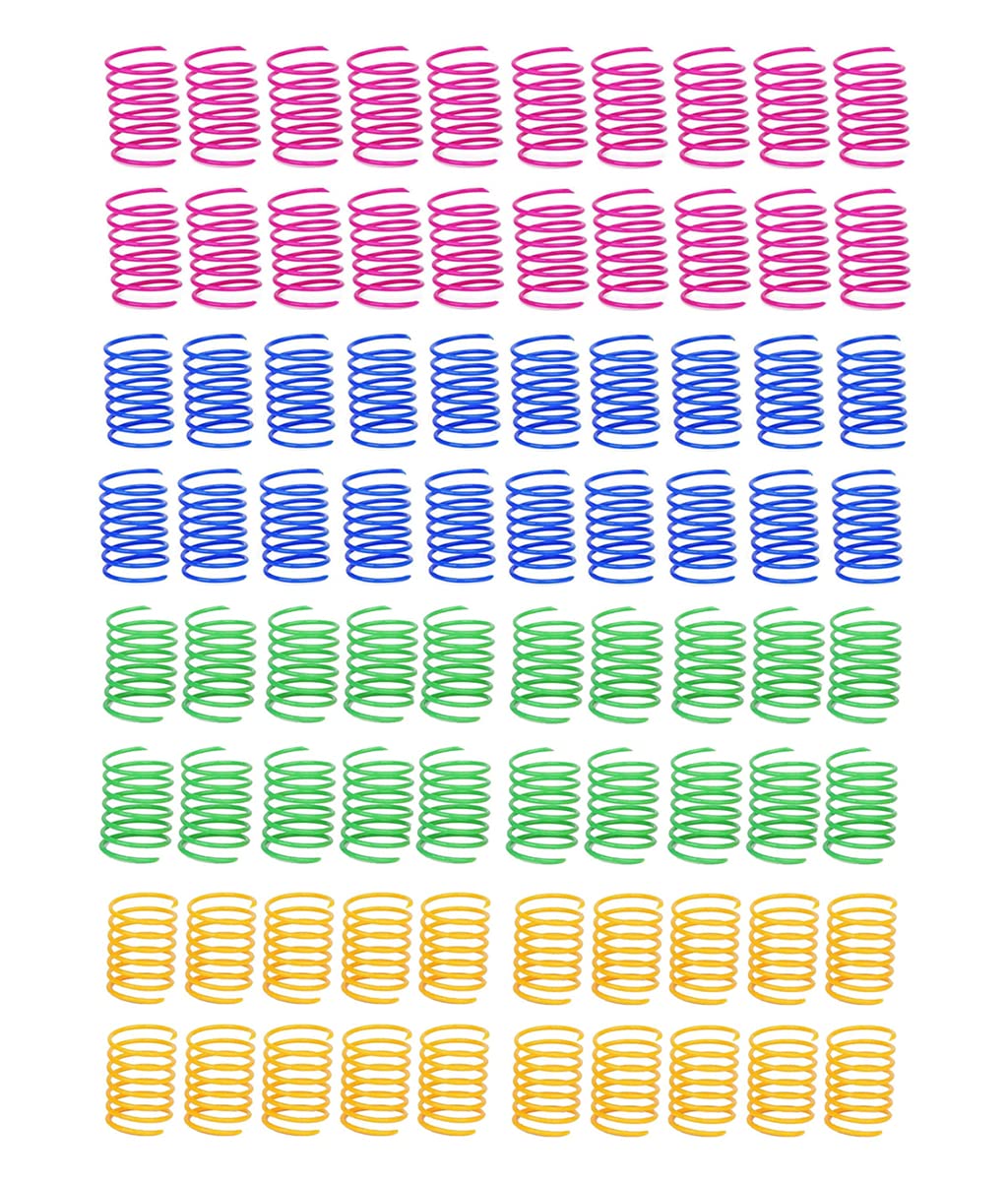 80 Pack Cat Spring Toys - Durable Plastic Coil Toys for Indoor Cats, Colorful 1 Inch Spirals for Kitten Exercise & Play (Multicolor 80 Pack) - Perfect for Interactive Play, Training & Keeping Cats Active at Home