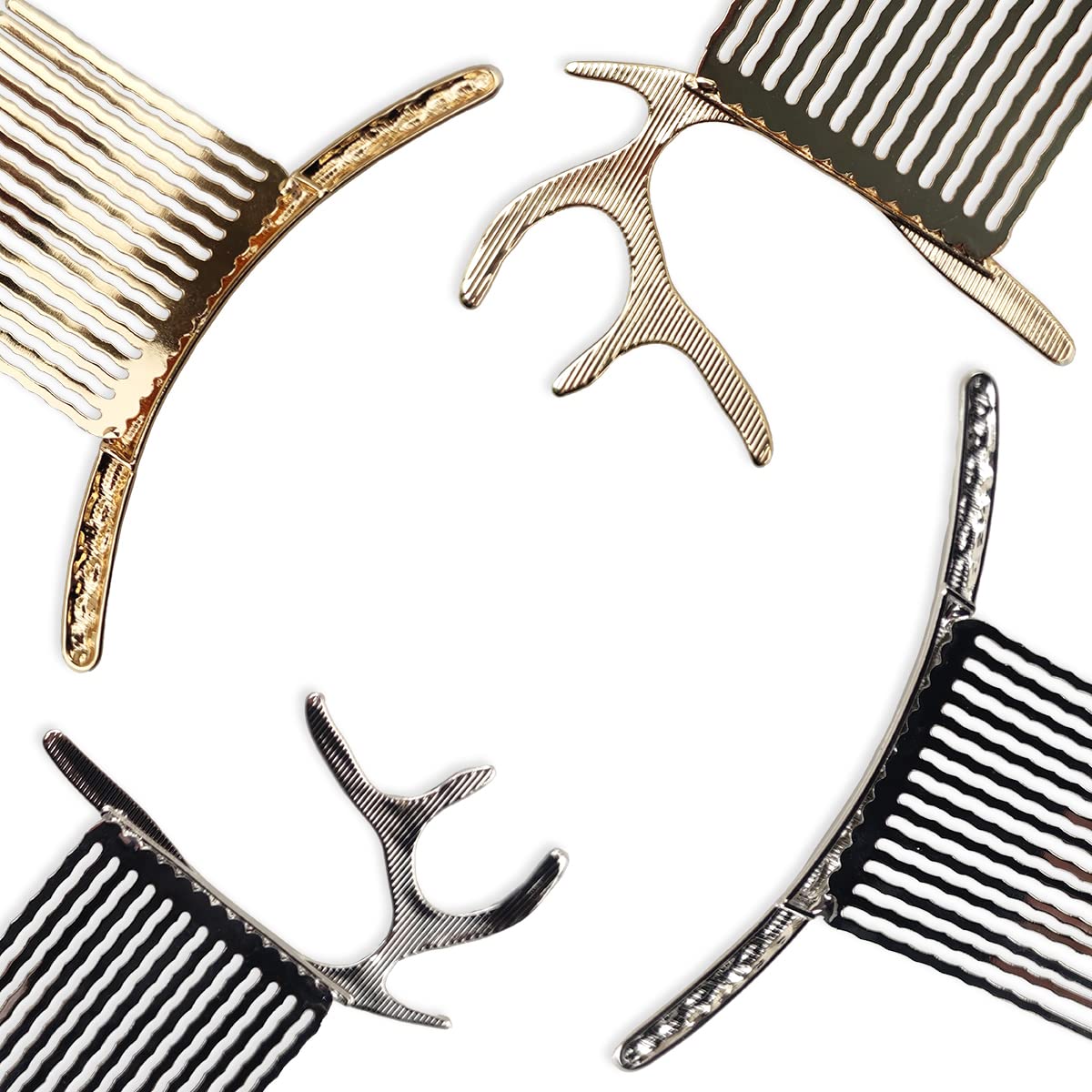 GRY 4PCS Alloy Hair Side Combs - Metal Hair Clips with Teeth for French Twist Hairstyles | Women & Girls Hair Accessories for Weddings, Prom & Special Occasions