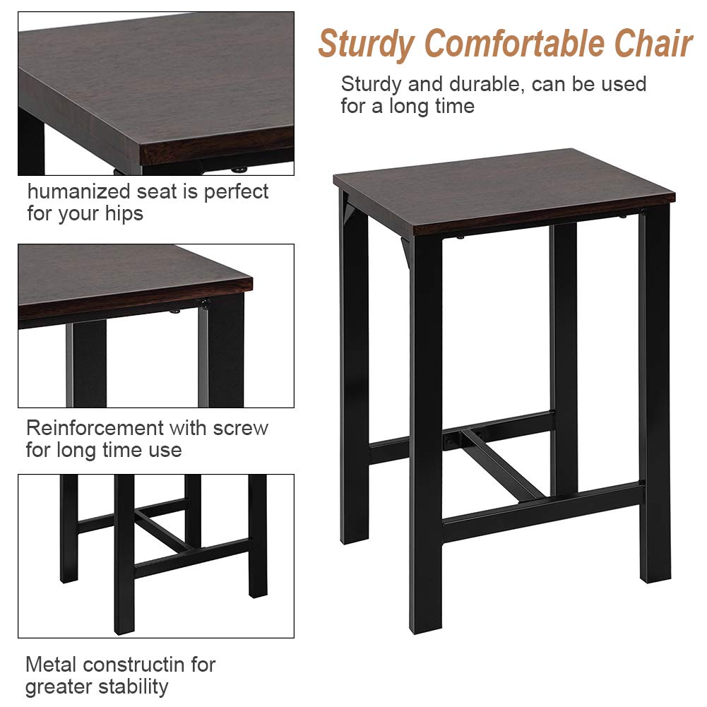 Modern 5-Piece Counter Height Dining Table Set - Wooden Table & Chairs for 4 with Metal Legs, Black Kitchen Furniture | Perfect for Breakfast Nook, Small Dining Room & Apartment Kitchen