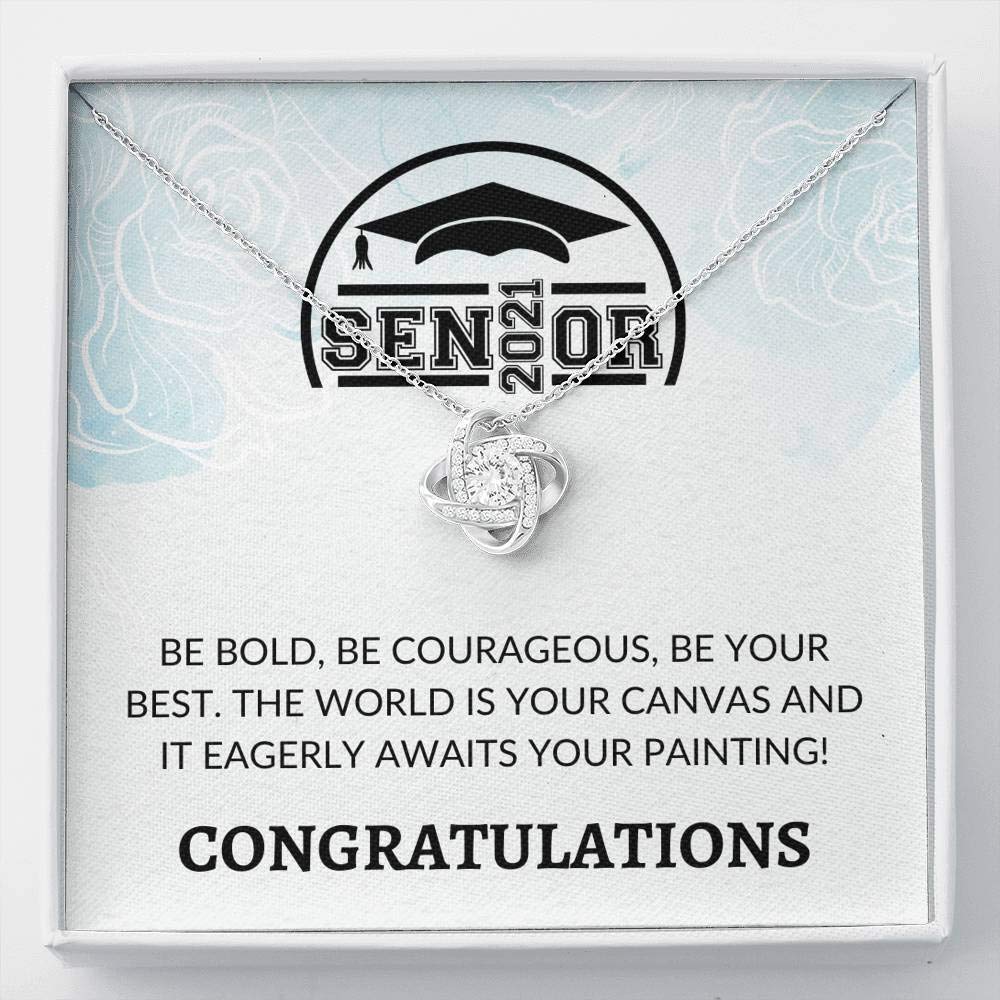 Tek Weh Graduation Gift Necklace - Elegant Love Knot Jewelry for Her, Class of 2021 Senior Graduation Present - Perfect for Ceremonies, Parties & Celebrating Academic Achievements