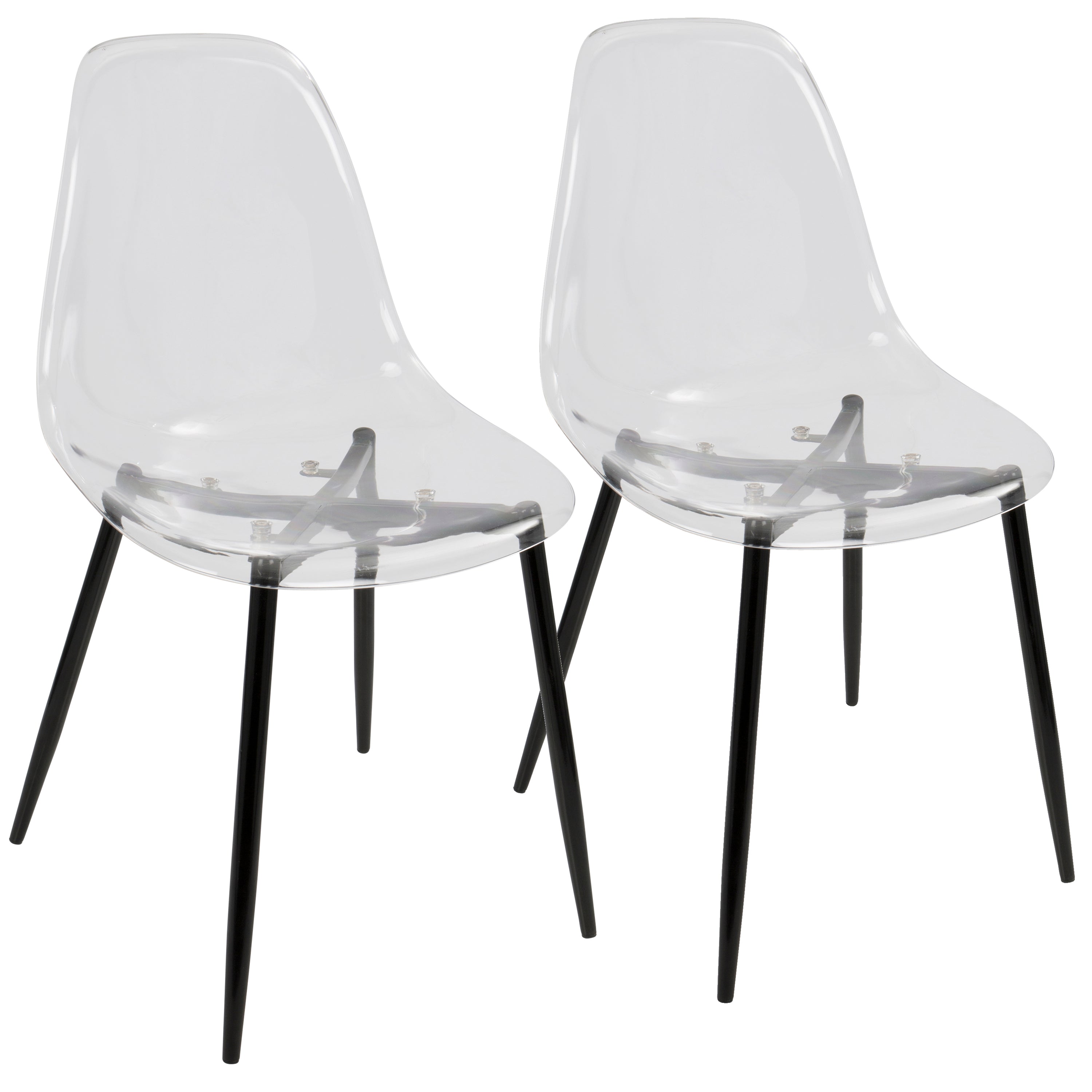 Mid Century Modern Dining Chairs Set of 2 - Black & Clear Acrylic Design by LumiSource - Perfect for Contemporary Dining Rooms, Kitchen Islands & Home Offices