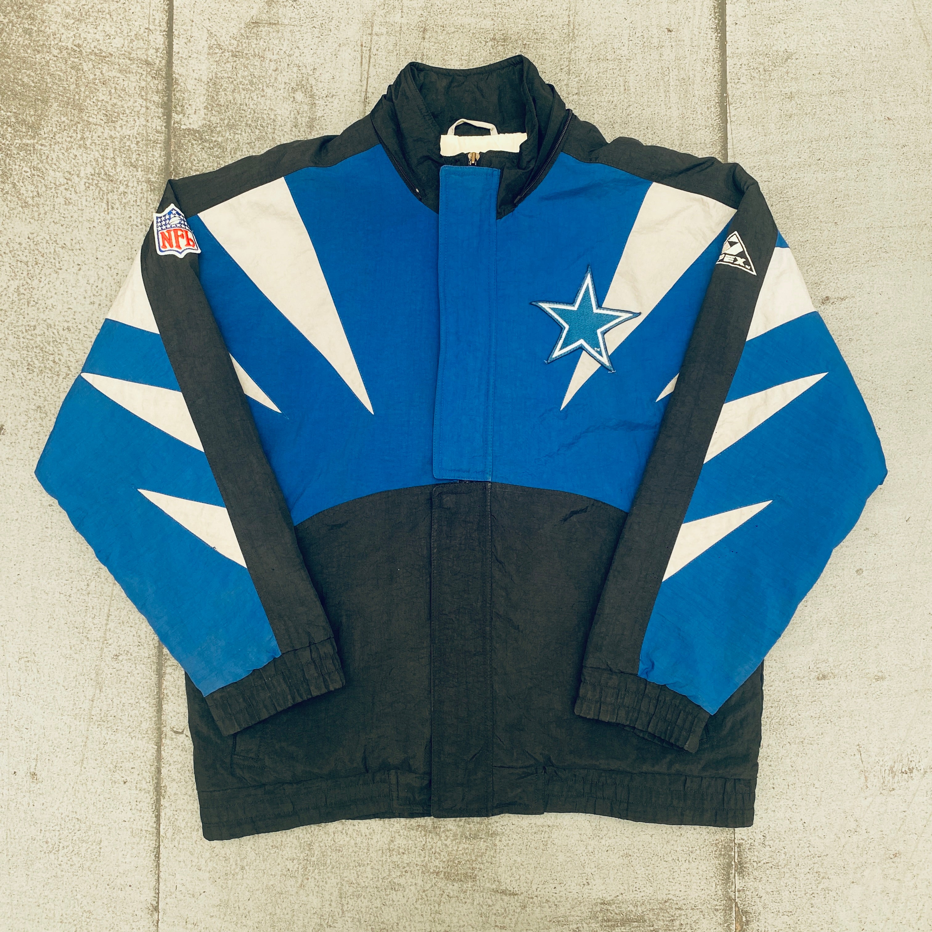 Dallas Cowboys 1990s Apex One Sharktooth Full Zip Proline Jacket - Men's Medium - Vintage NFL Football Fan Gear for Game Day & Casual Wear
