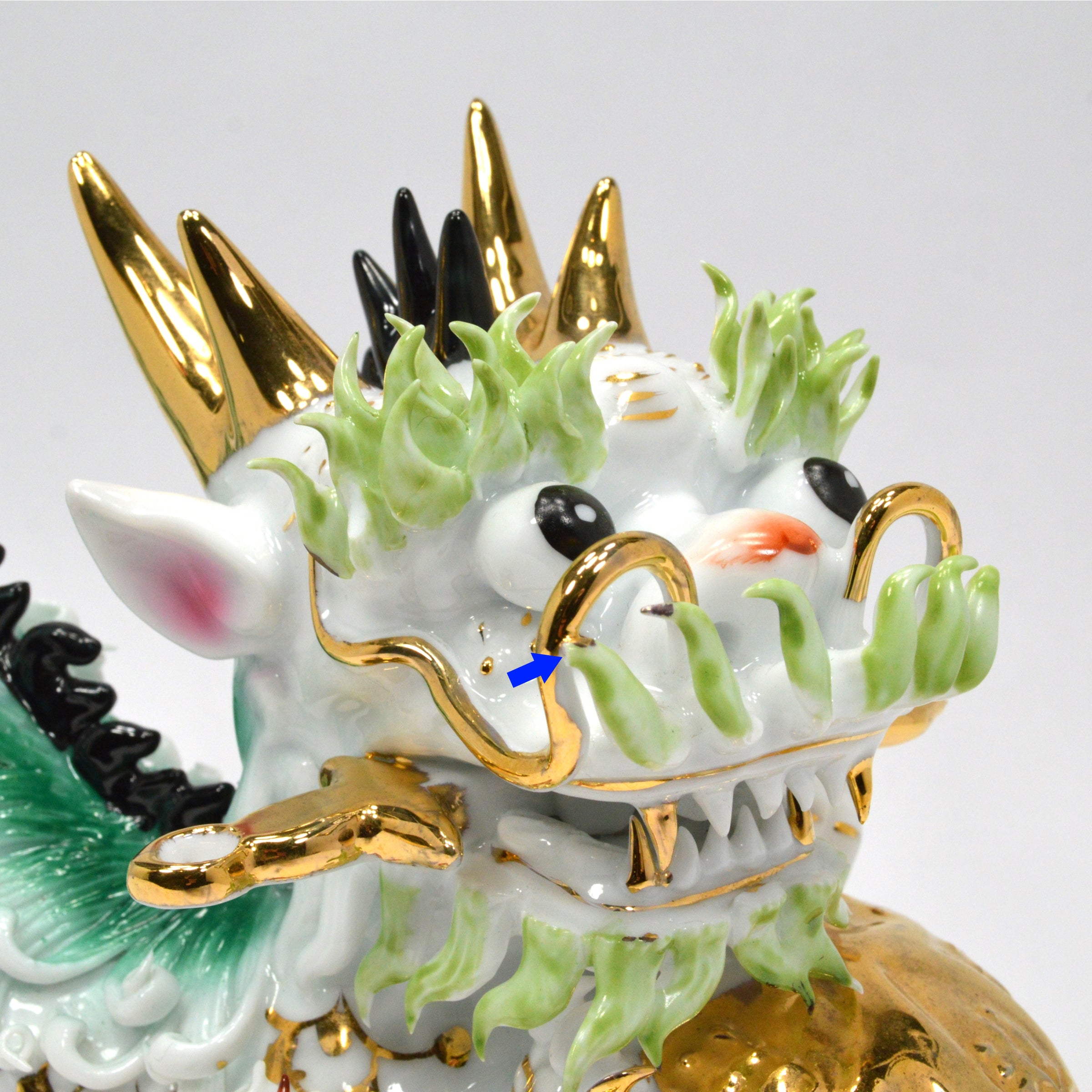 Imperial Chinese Fu Dog Foo Lion Porcelain Statue - Male Guardian Temple Figurine (Set of 2) for Home Decor, Feng Shui Protection & Asian Art Collection