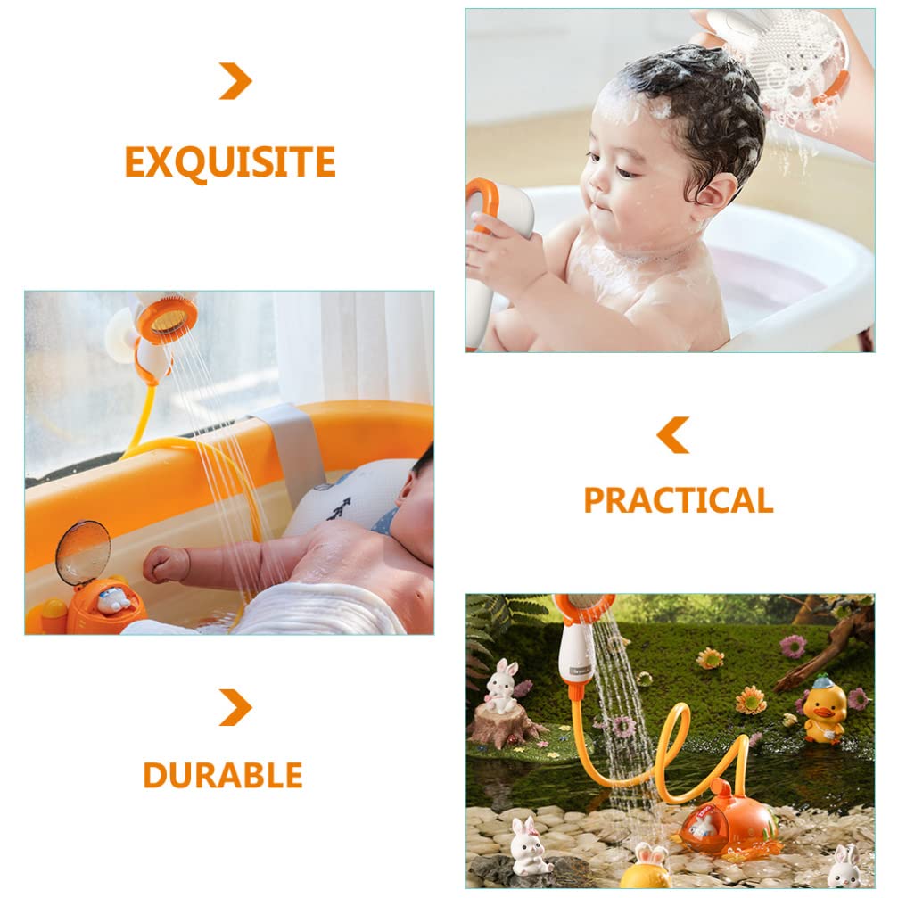 Battery Operated Submarine Bath Toy with Hand Shower Head - Cartoon Carrot Bathtub Toys for Kids | Fun Water Play for Toddlers & Bathroom Decor Accessories
