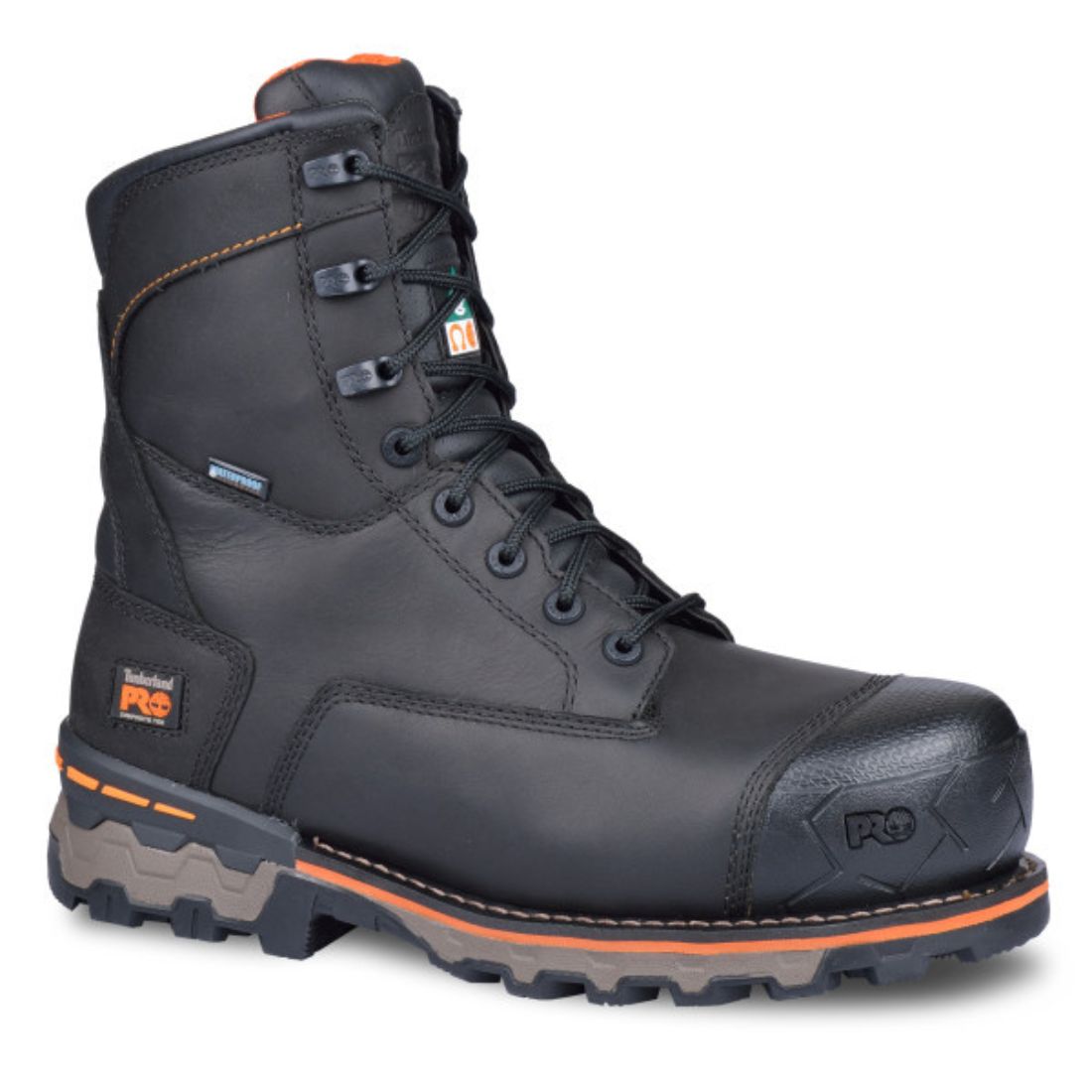 Timberland PRO Boondock Men's 8 Inch Waterproof Work Boots with Composite Safety Toe - Black 89645 | Durable Construction for Outdoor Jobs, Construction Sites & Heavy Duty Work