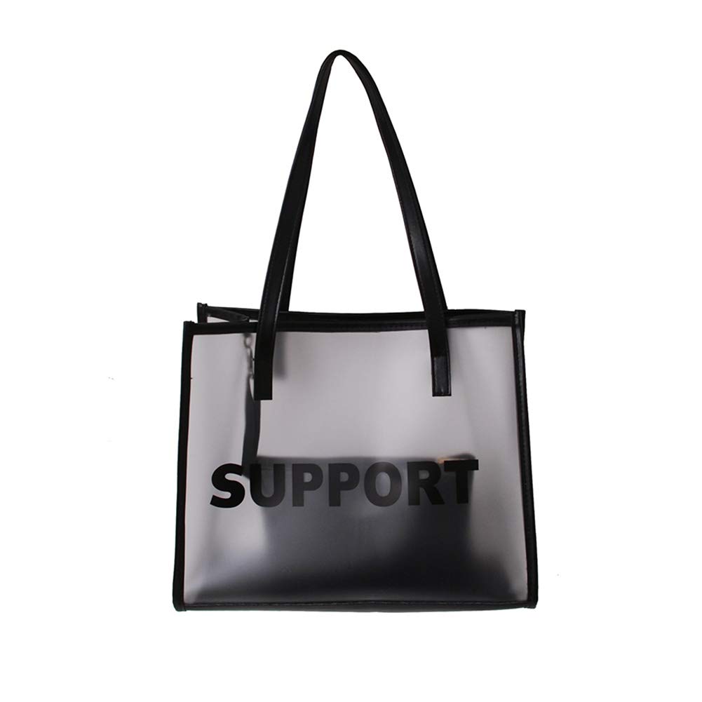 AIZHIYI Clear Transparent Tote Bag for Women - Large Fashionable PVC Handbag with Zipper (White) - Perfect for Beach, Pool, Gym, Travel & Festival Events